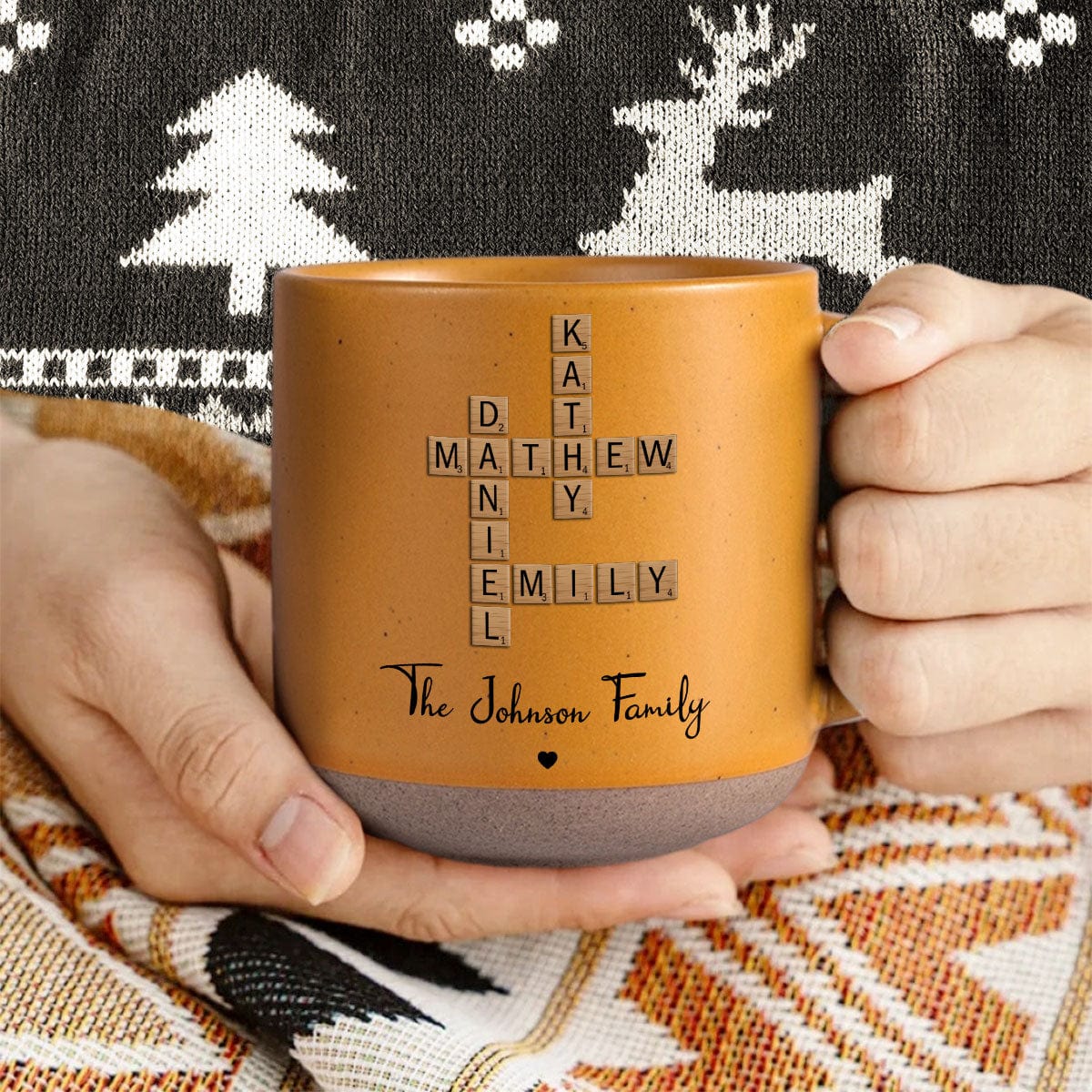 Custom Family Members Name Crossword Puzzle Personalized Pottery Mug TH10 895026 - Image 2