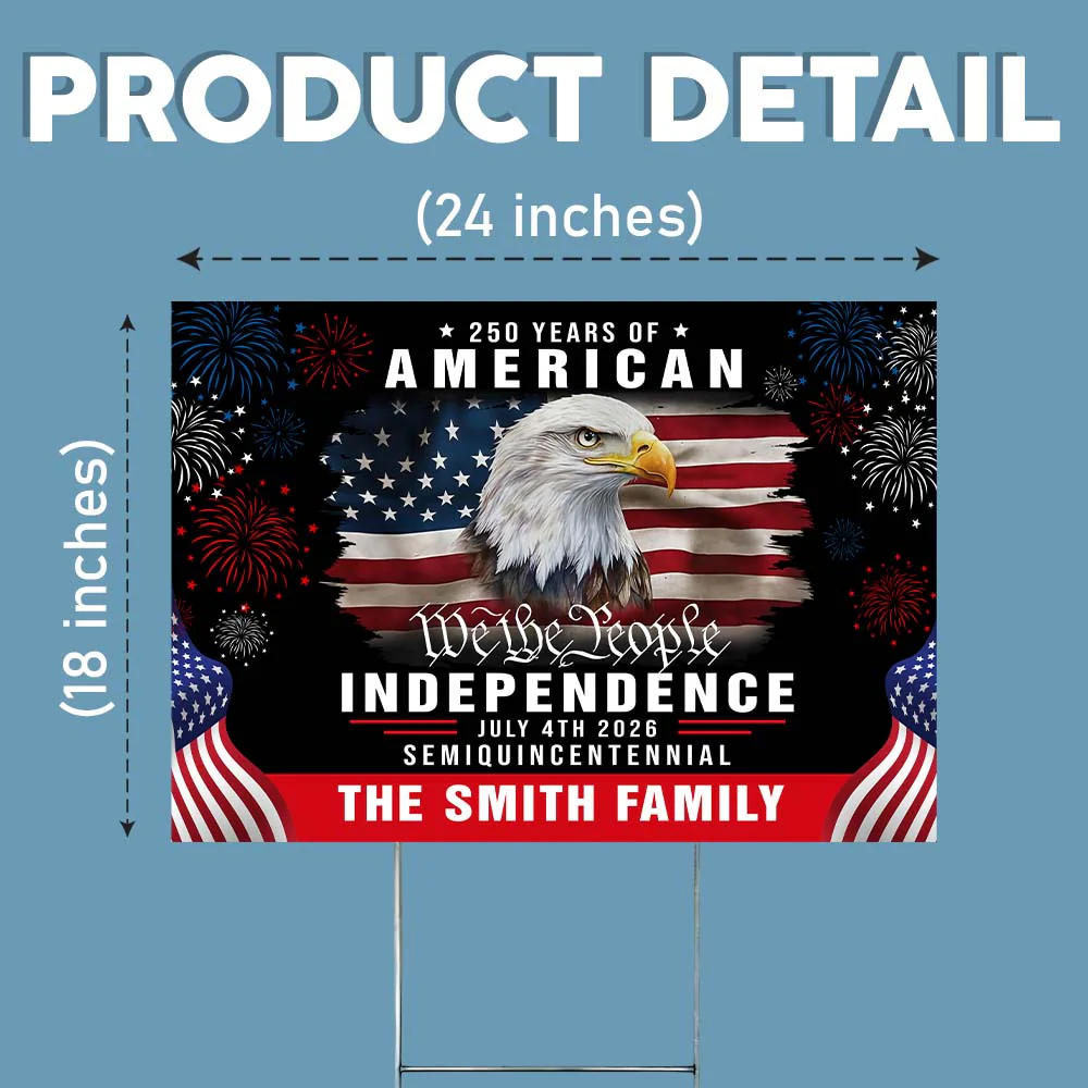 Custom Family Name America 250th Anniversary We The People Eagle Yard Sign CH07 899080 - Image 4