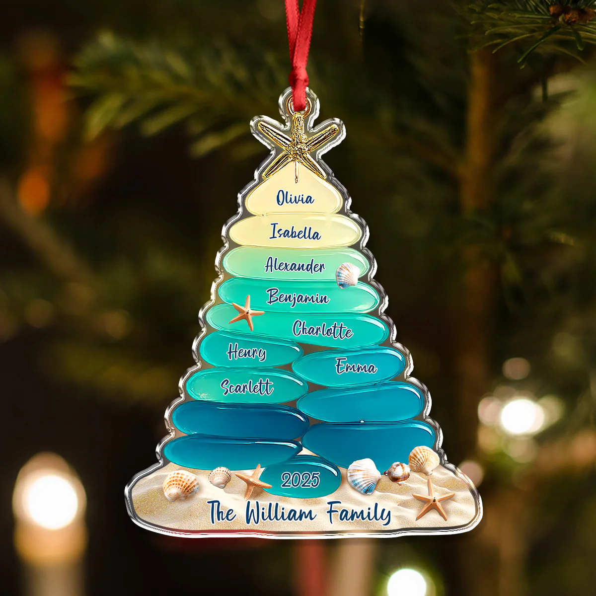 Custom family Name Sea Glass Family Tree 2D Flat Acrylic Ornament CH07 899860 - Image 4