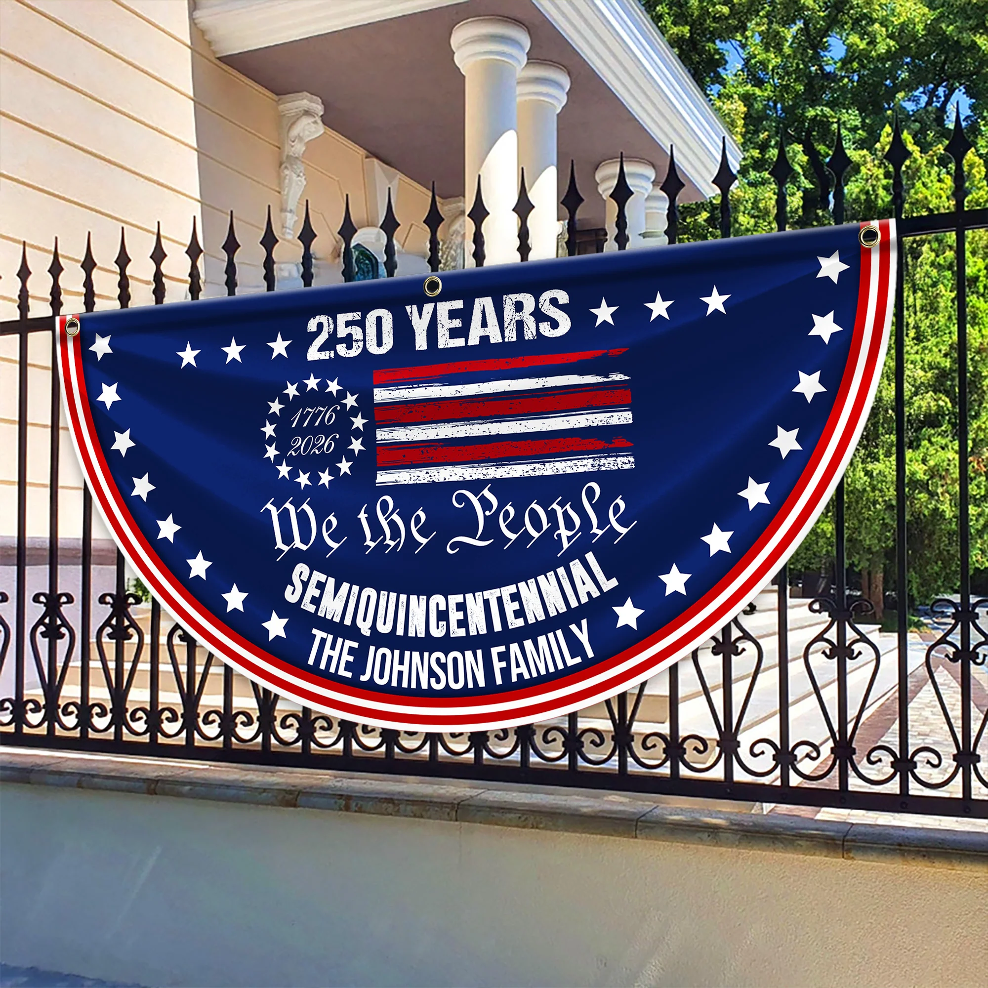 Custom Family Name We The People 250th Anniversary of America Non-Pleated Fan Flag CH07 910240 - Image 4
