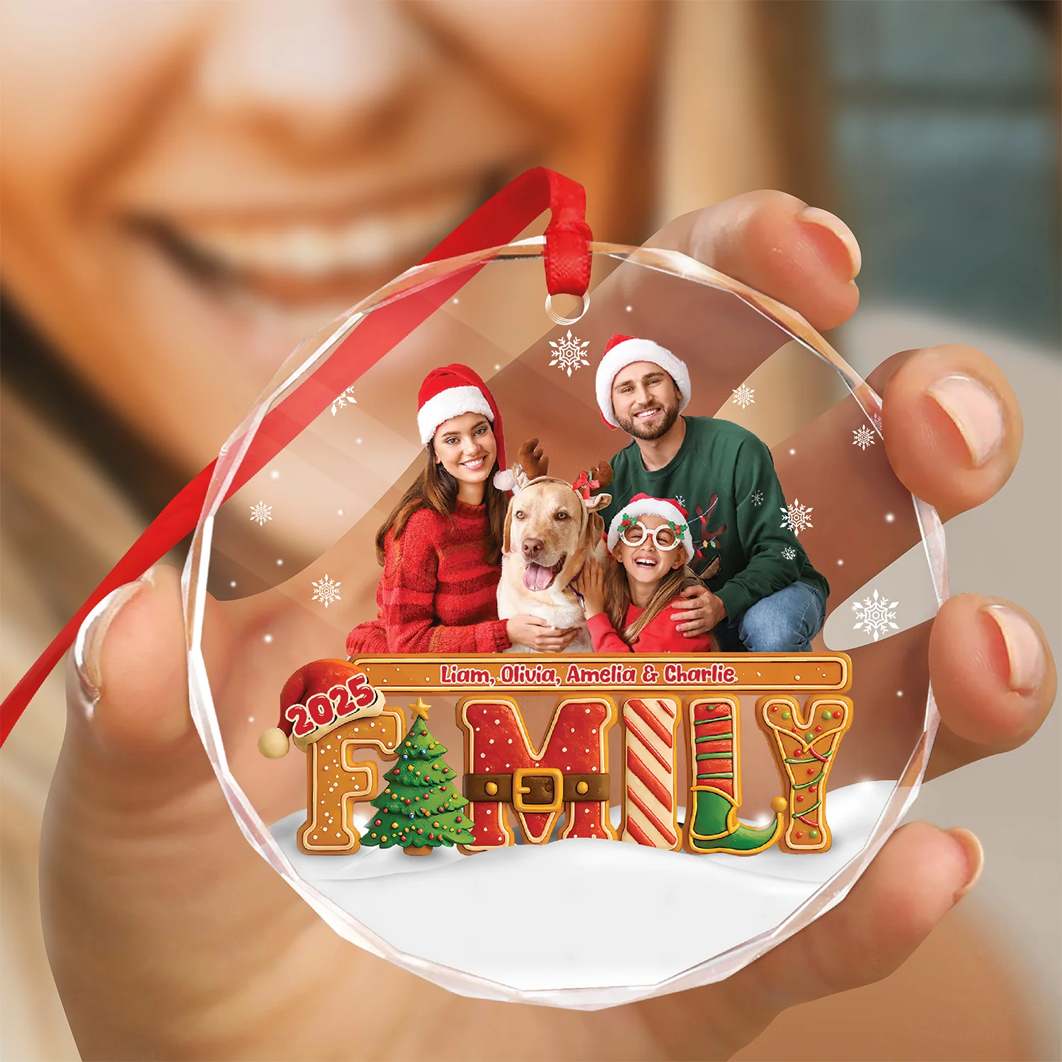 Custom Family Photo Our Christmas Tree Cake Personalized Glass Ornament CH07 899980 - Image 4