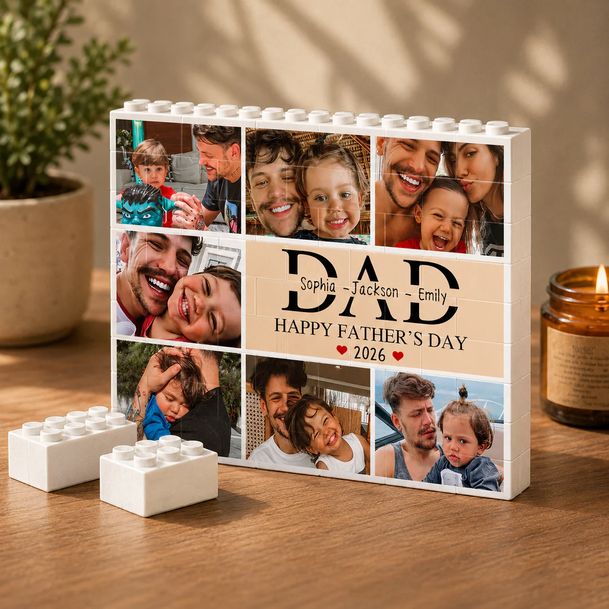 Custom Fathers Day Building Block For Dad Personalized Dad Brick Puzzle With Kids Name & Photo CH07 911594 - Image 2