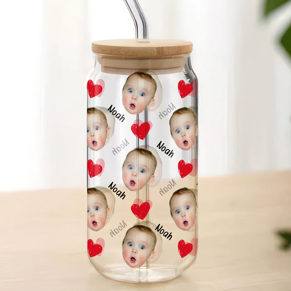 Custom Funny Baby Face Glass Can Father's Day Gift Mother's Day Gift CH07 895662 - Image 4
