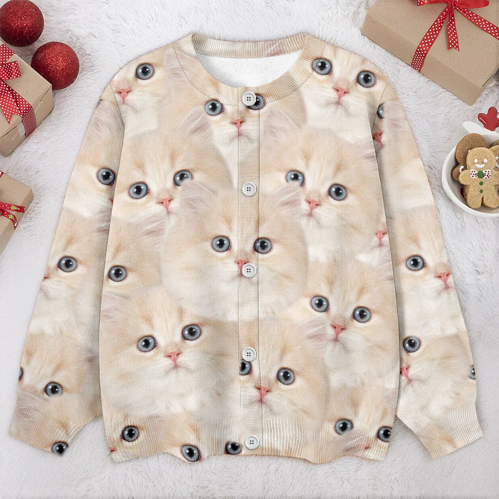 Custom Funny Cat Face Cardigan Gift For Cat Lovers CH07 899828 - Image 3