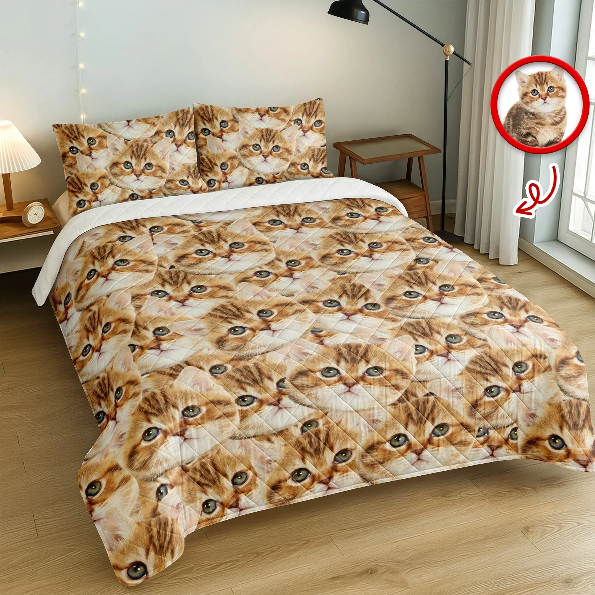 Custom Funny Cat Photo Portrait Bedding Set Birthday, Christmas Gift For Cat Lover CH07 899194 - Image 2