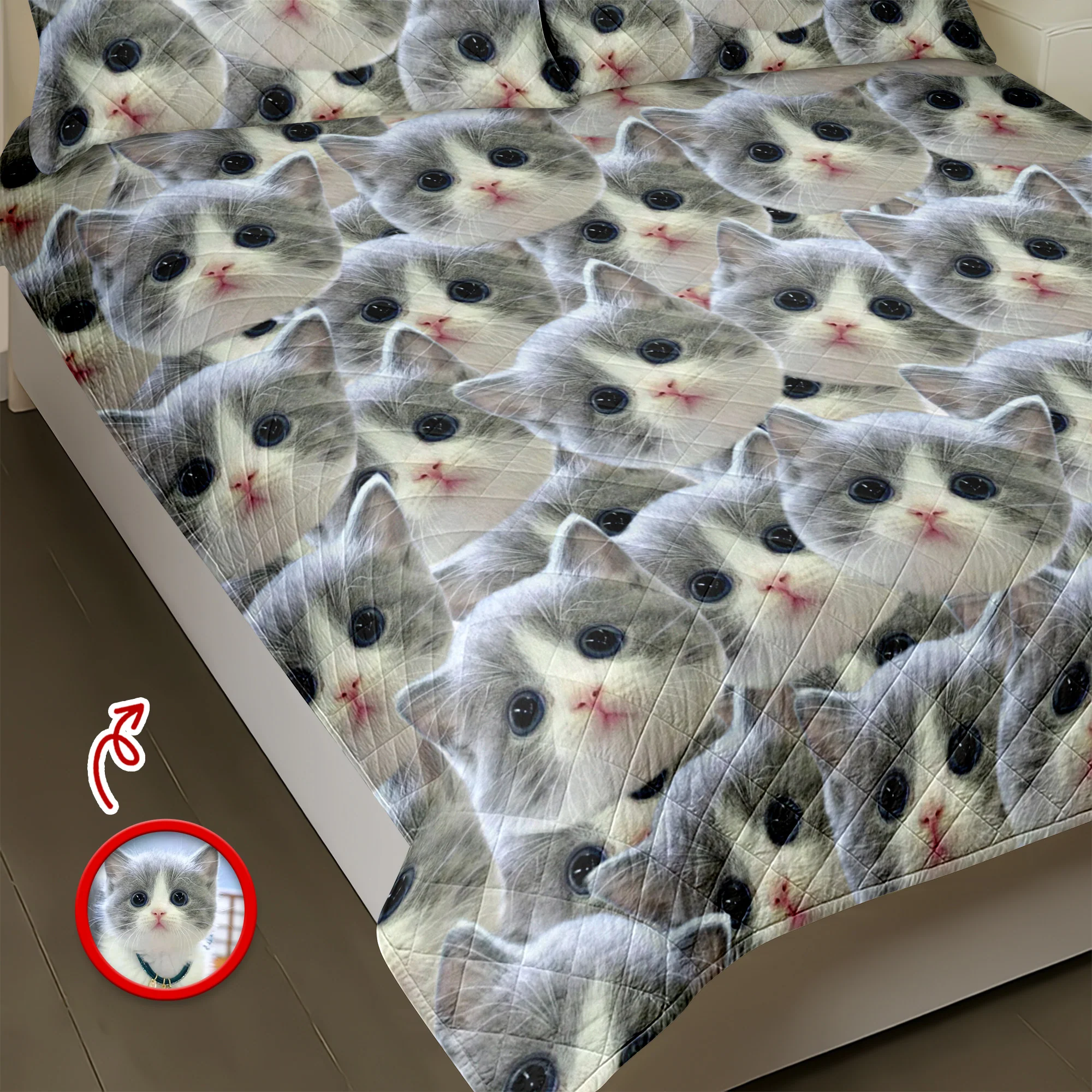 Custom Funny Cat Photo Portrait Bedding Set Birthday, Christmas Gift For Cat Lover CH07 899194 - Image 3