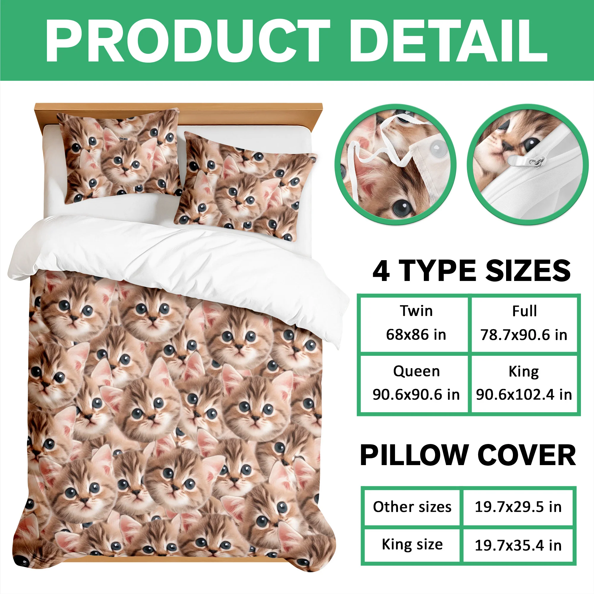 Custom Funny Cat Photo Portrait Bedding Set Birthday, Christmas Gift For Cat Lover CH07 899194 - Image 6