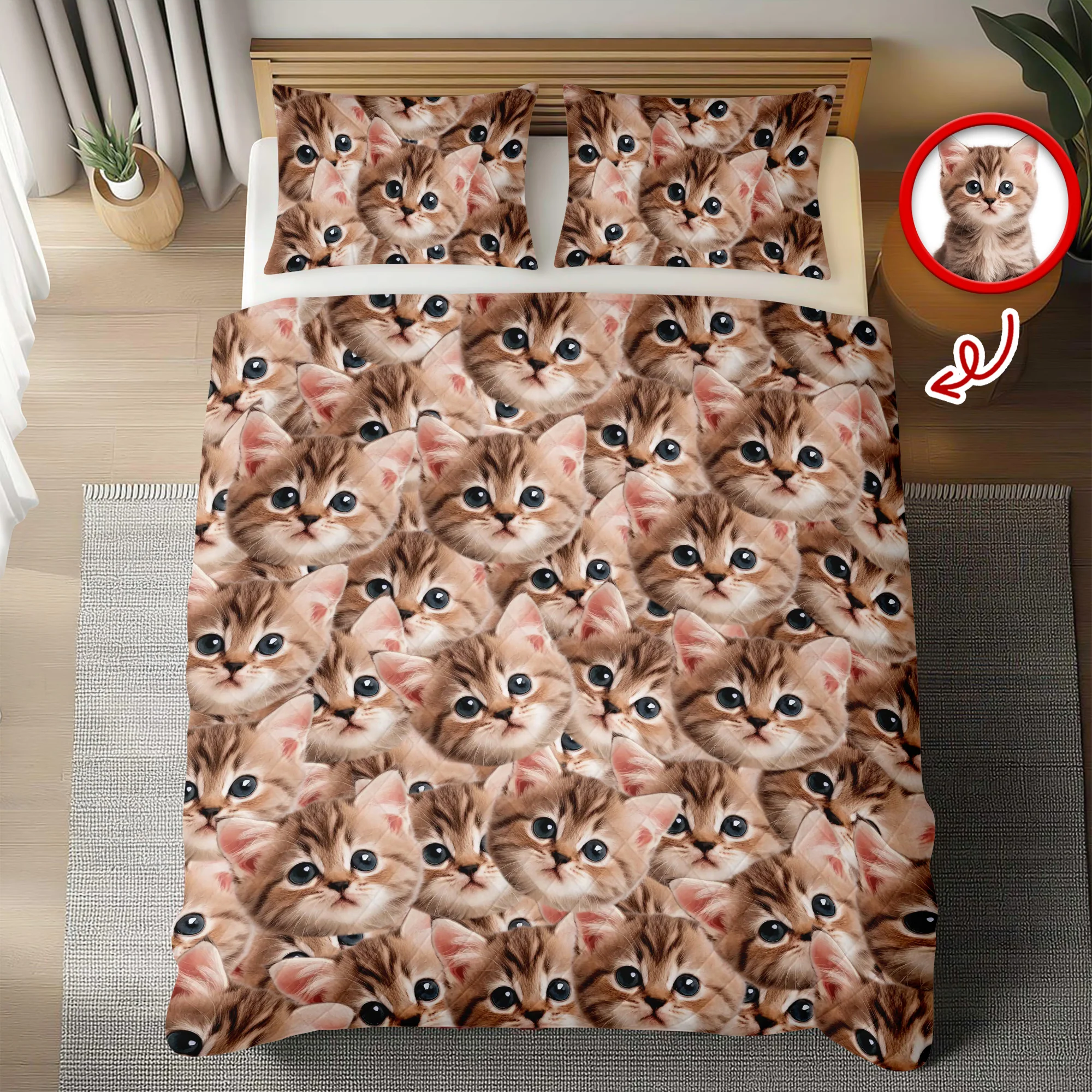 Custom Funny Cat Photo Portrait Bedding Set Birthday, Christmas Gift For Cat Lover CH07 899194 - Image 8