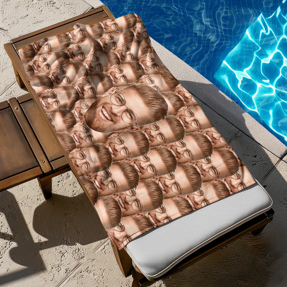 Custom Funny Face Photo Beach Towel Summer Party Gift CH07 895796 - Image 4