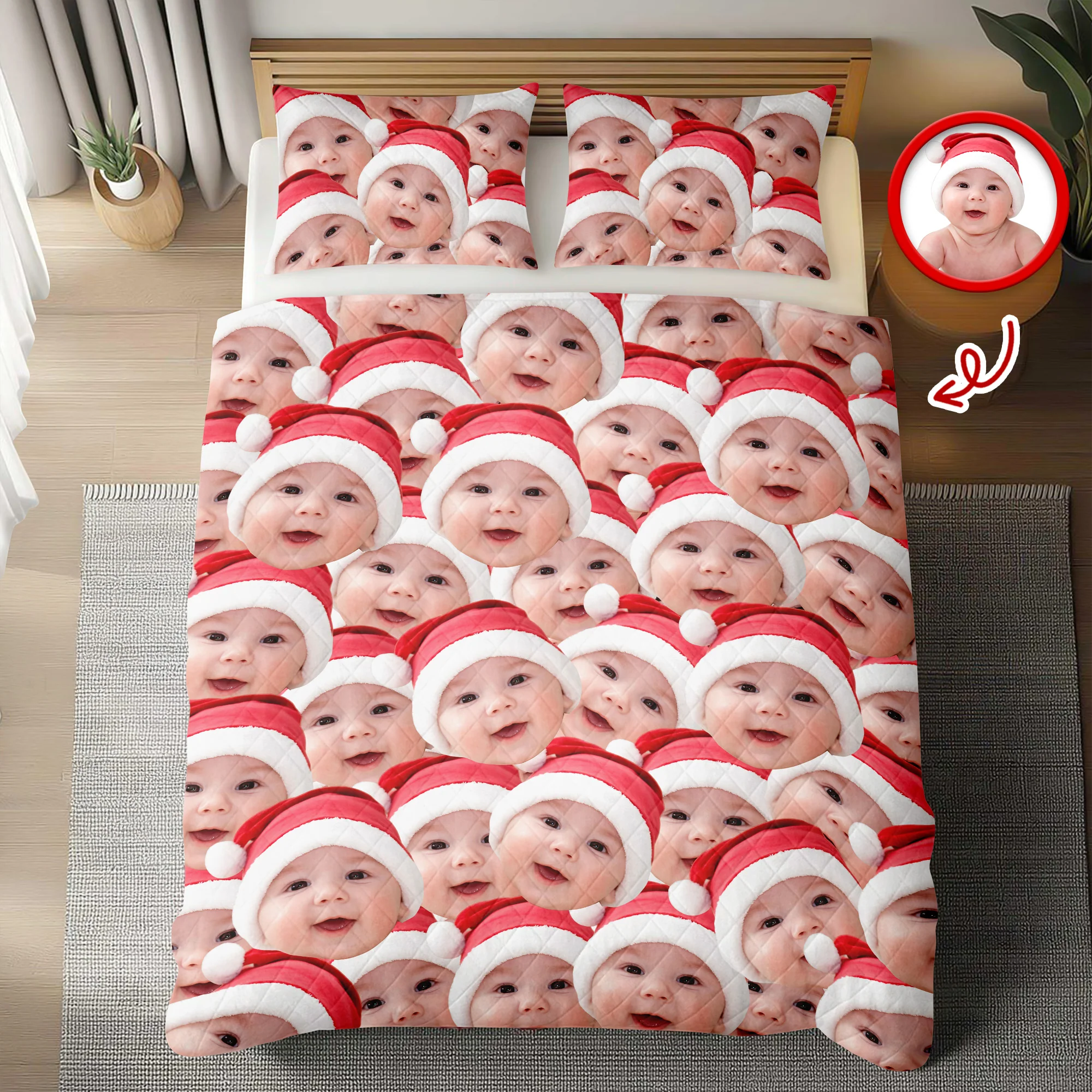 Custom Funny Photo Portrait Bedding Set Birthday, Christmas Gift For Family CH07 899650 - Image 4
