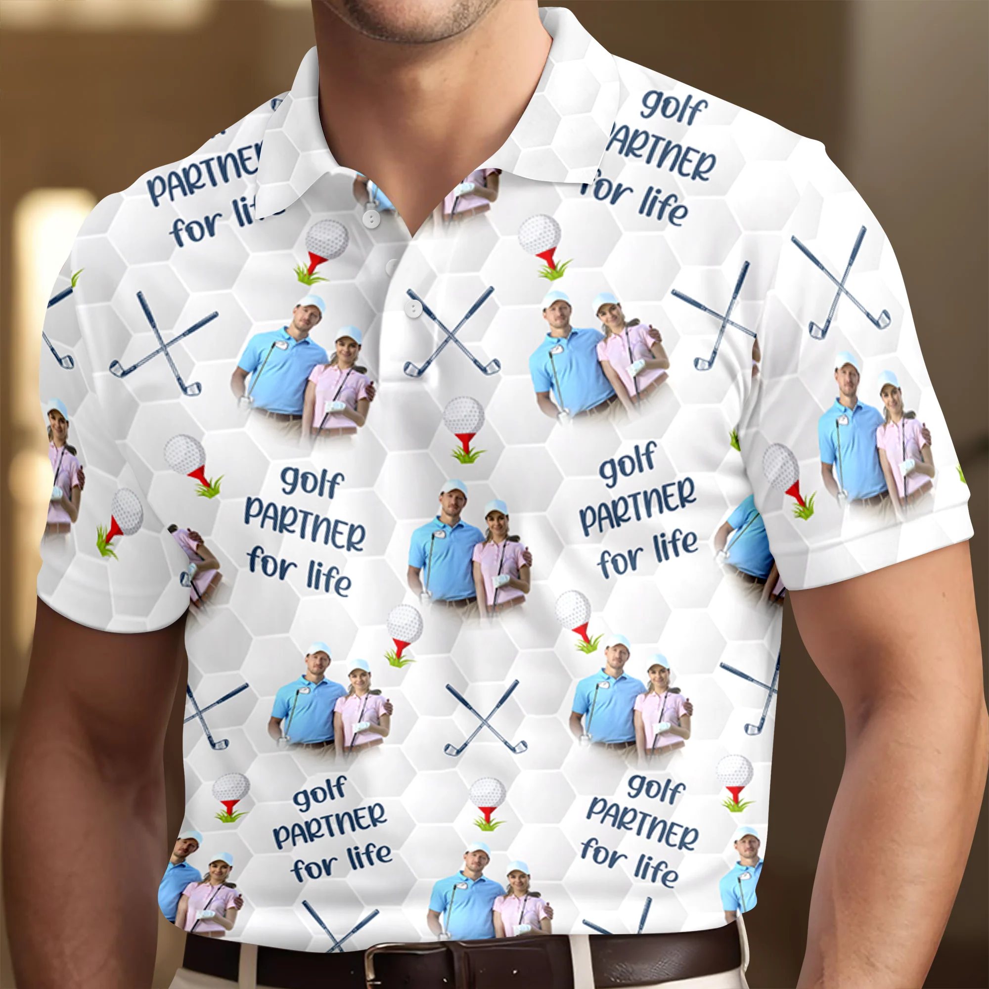 Custom Golf Partner For Life Photo Polo Shirt CH07 895530 - Image 3