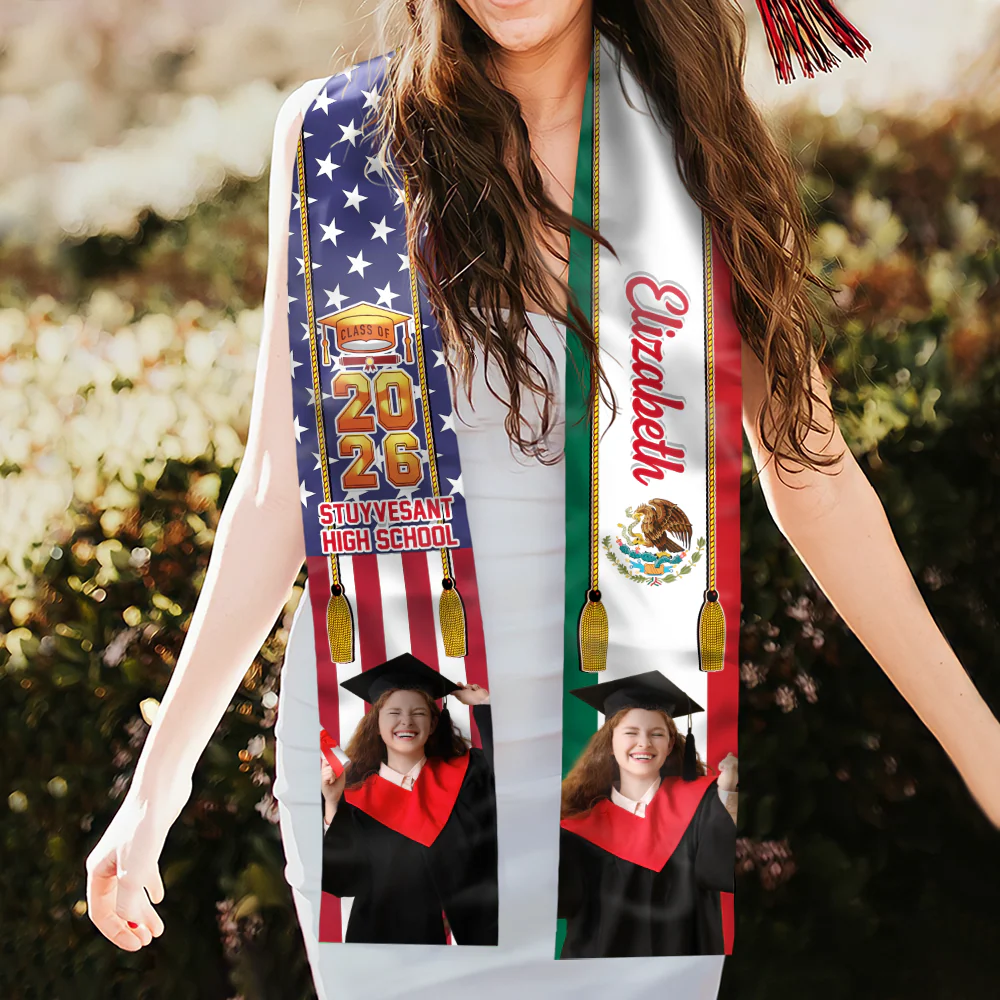 Custom Grad Photo Country Flag Class of 2026 Stoles Sash, Graduation Gift, Senior Gift CH07 910058 - Image 6