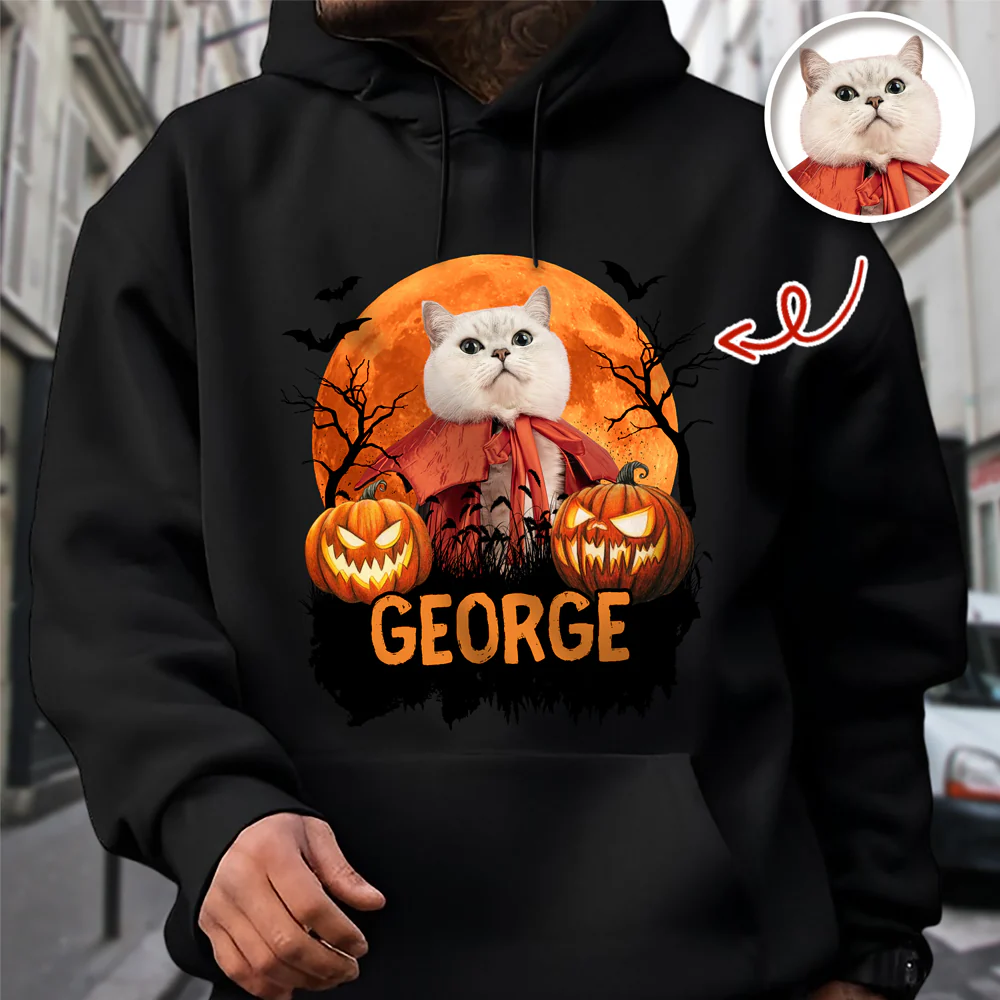 Custom Halloween Cat Photo Dark Shirt Spooky Season Shirt Cat Lovers Halloween Gift CH07 899620 - Image 3
