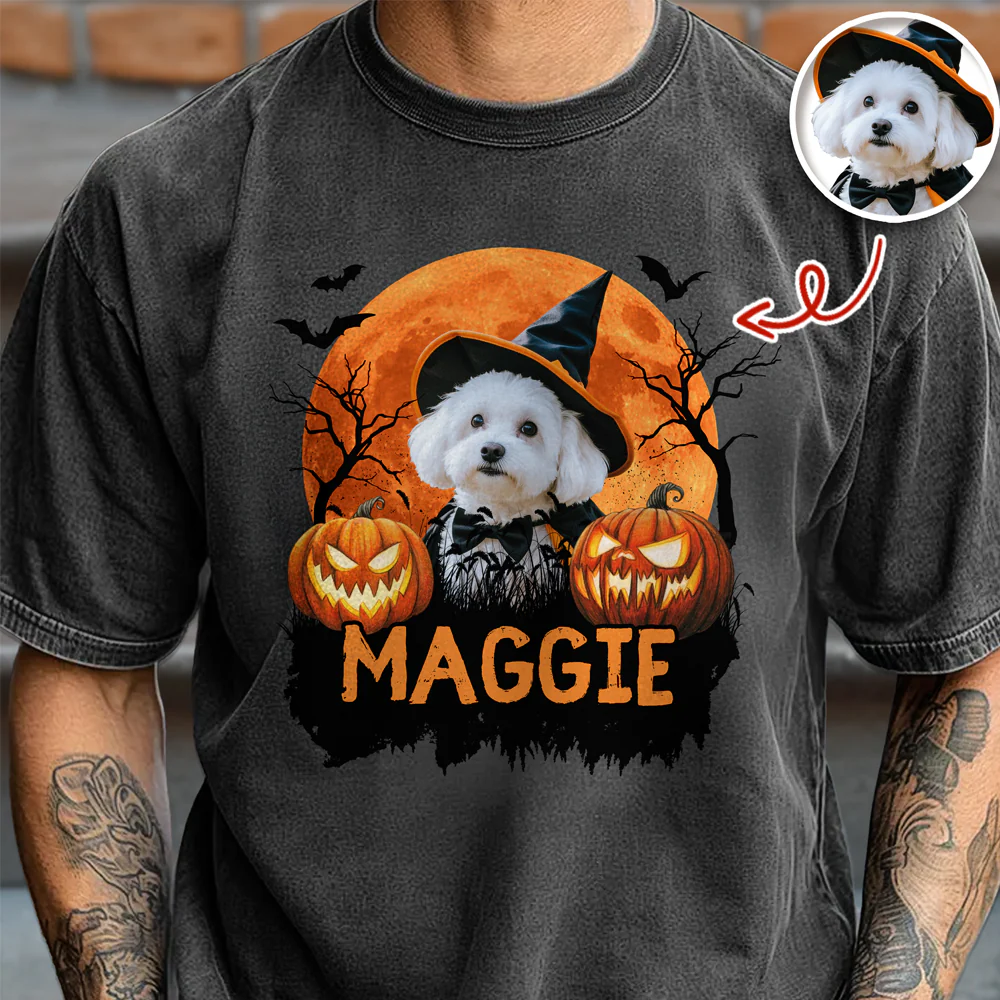 Custom Halloween Dog Photo Comfort Shirt Spooky Season Shirt Dog Lovers Halloween Gift CH07 899430 - Image 2