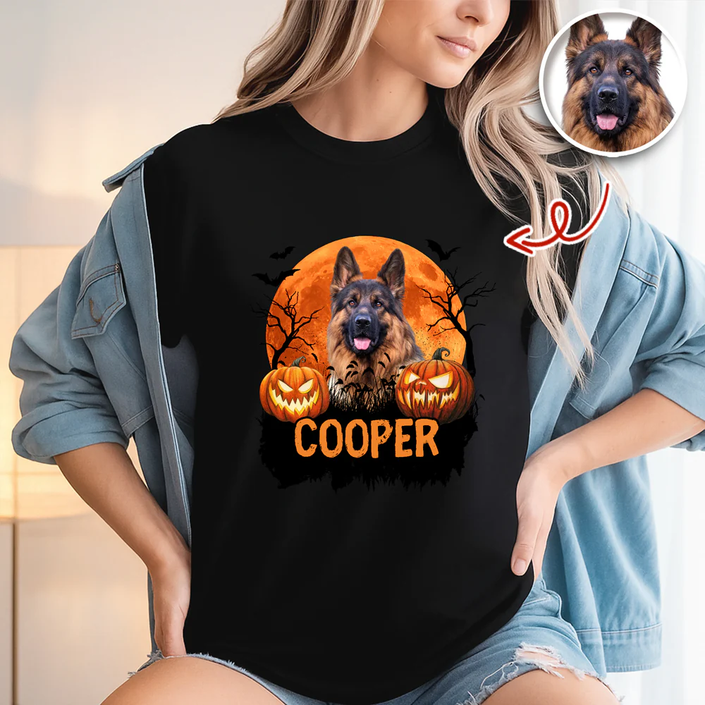 Custom Halloween Dog Photo Dark Shirt Spooky Season Shirt Dog Lovers Halloween Gift CH07 899428 - Image 4