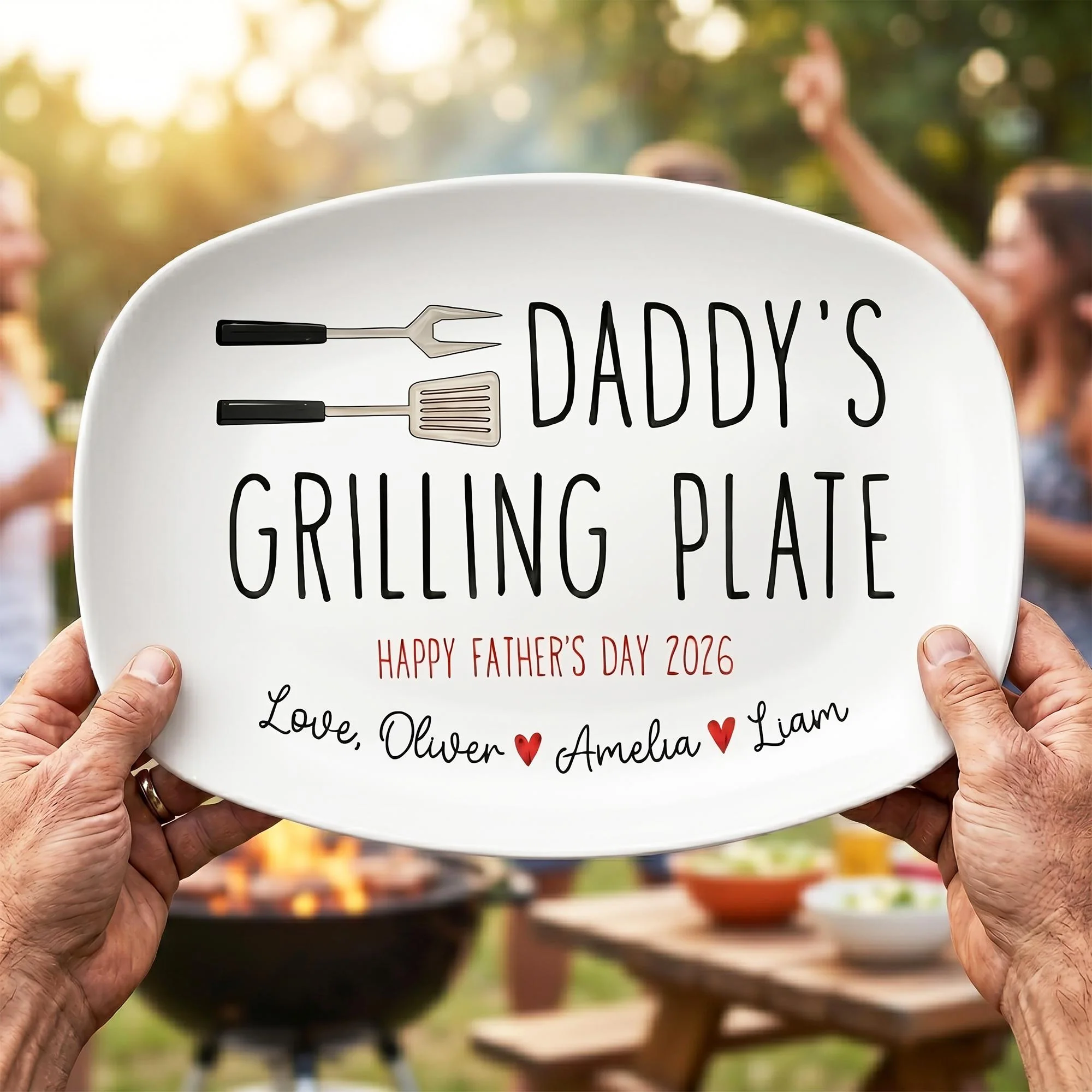 Custom Kid Name - Dad's Grilling Plate Father's Day Gift From Kids CH07 911624 - Image 2