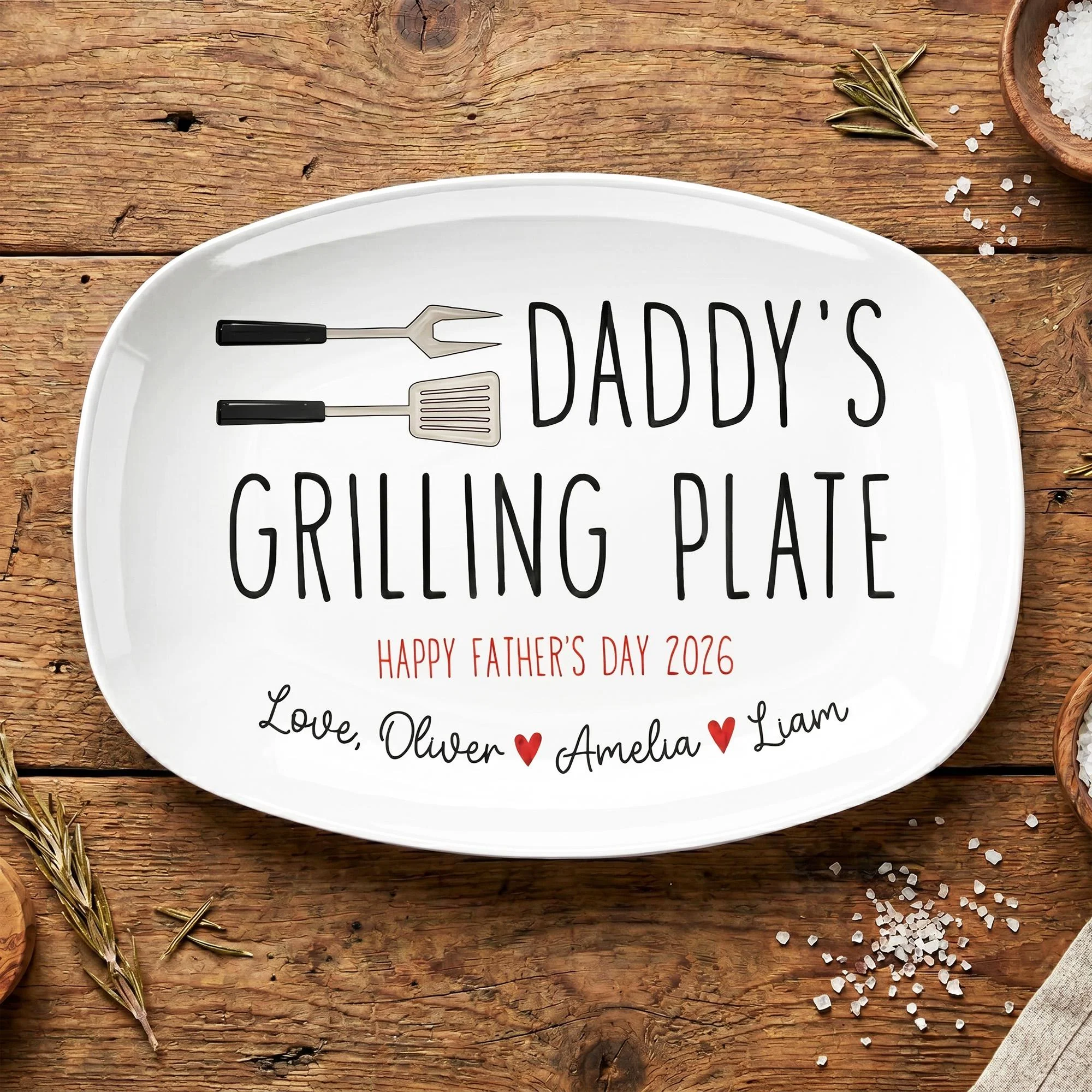 Custom Kid Name - Dad's Grilling Plate Father's Day Gift From Kids CH07 911624 - Image 3