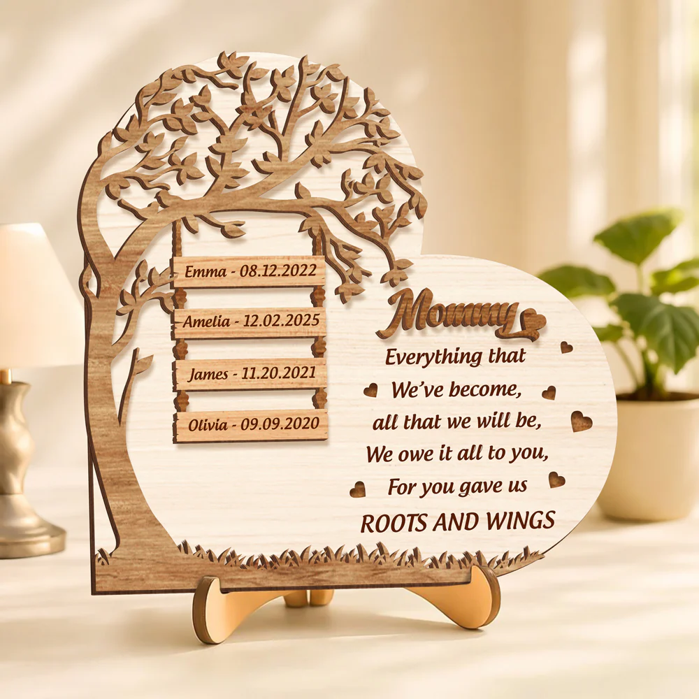 Custom Kid Name Personalization Mom 2-Layered Wooden Plaque Mothers Day, Birthday Gift For Mom CH07 910902 - Image 2