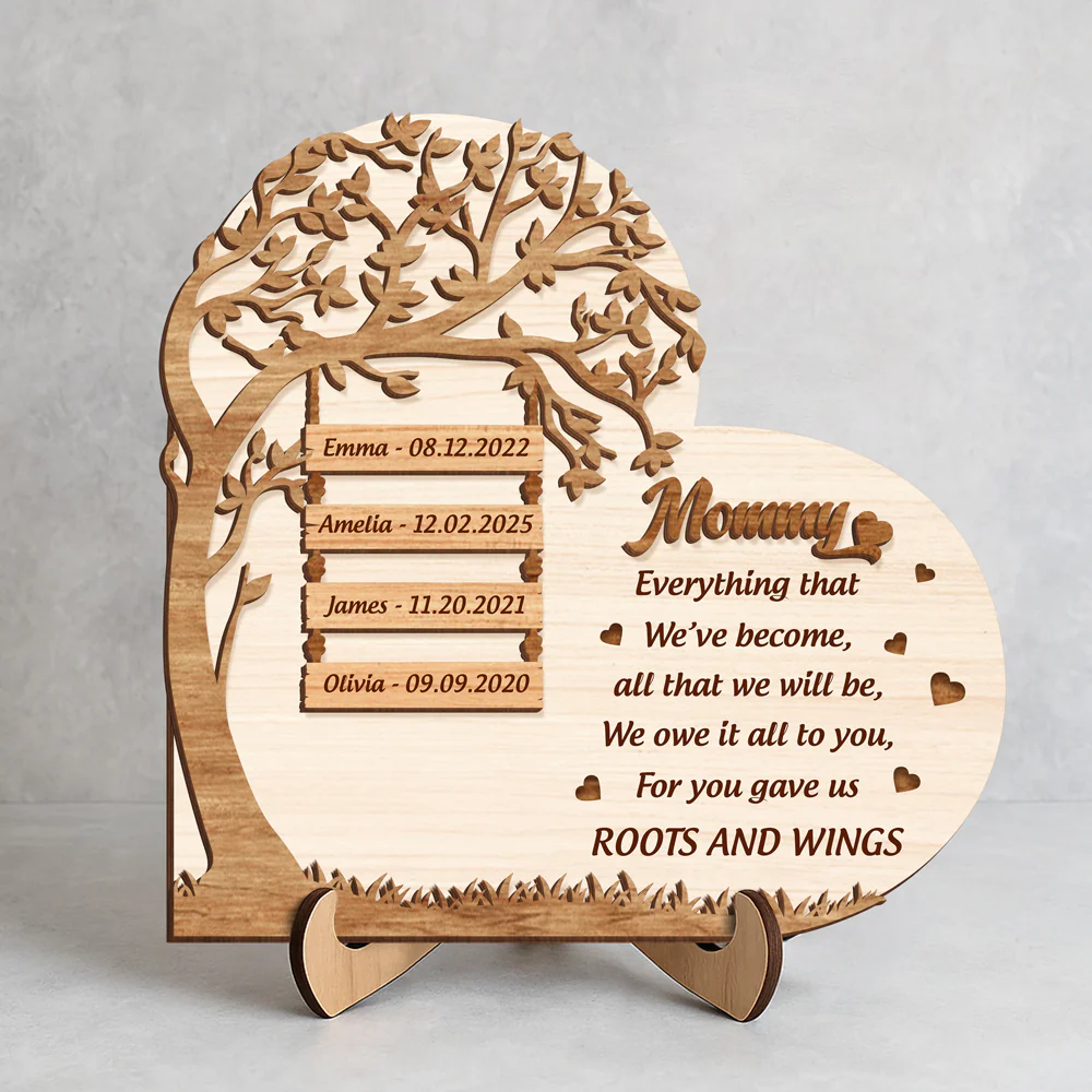 Custom Kid Name Personalization Mom 2-Layered Wooden Plaque Mothers Day, Birthday Gift For Mom CH07 910902 - Image 5