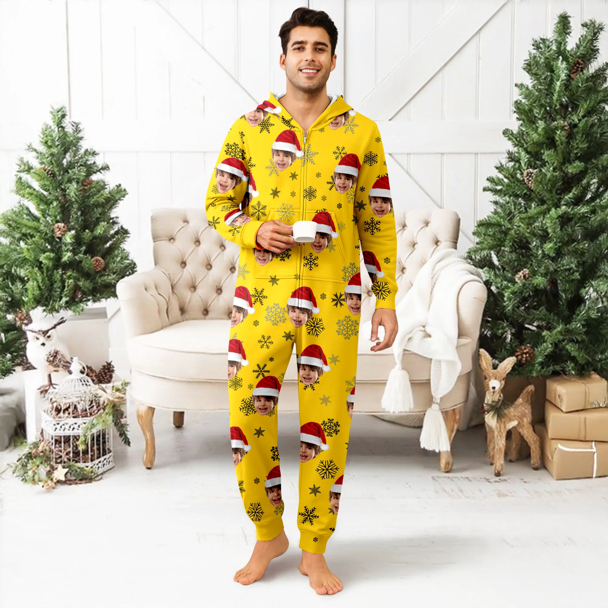 Custom Kid Santa Photo Christmas Onesie Pajamas CH07 899310 - Image 7