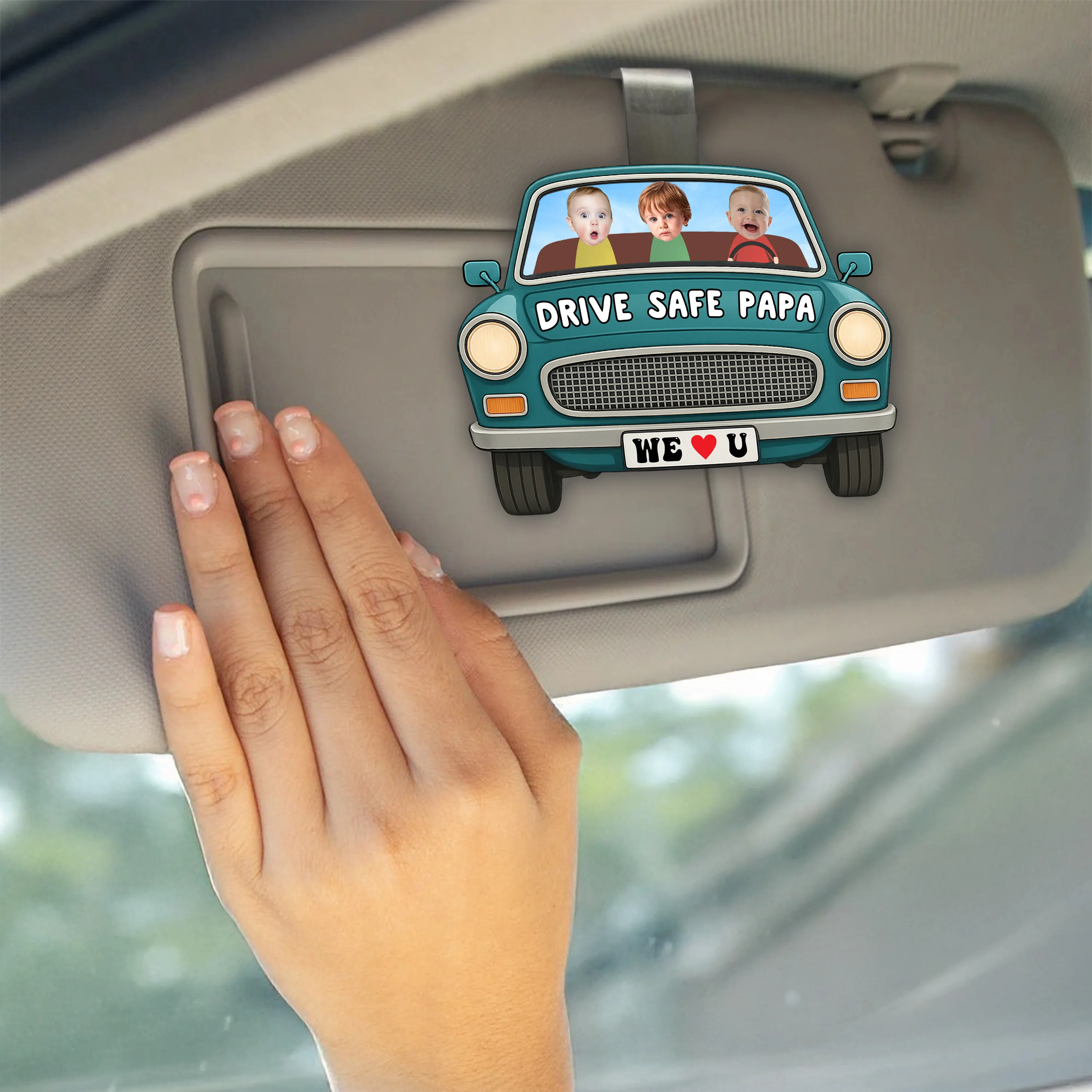 Custom Kids Photo Drive Safe Daddy Car Visor Clip Personalized Father's Day Gift CH07 895942 - Image 2