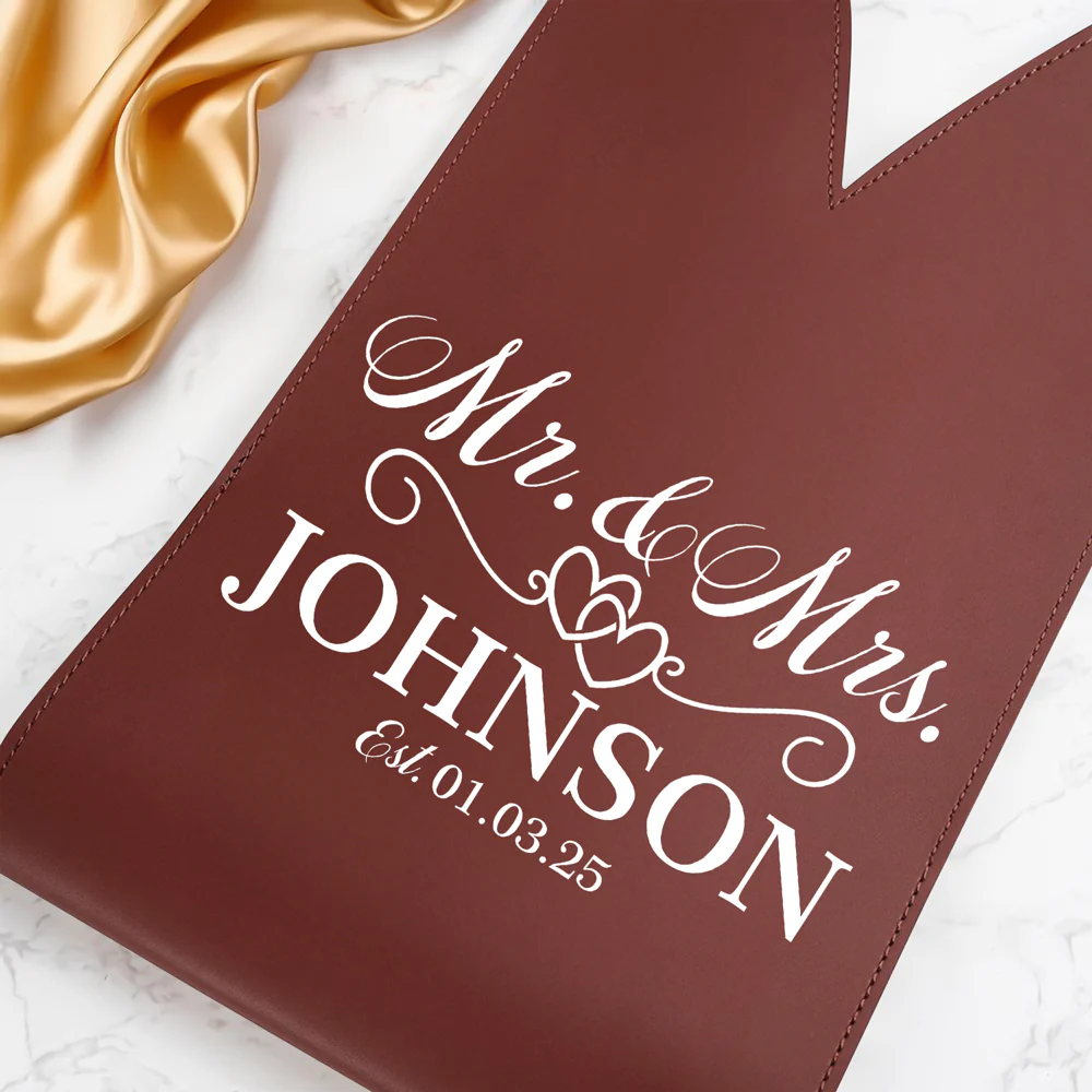 Custom Mr Mrs Leather Wine Bag Personalized Engagement Gift, Wedding Gift CH07 896538 - Image 2