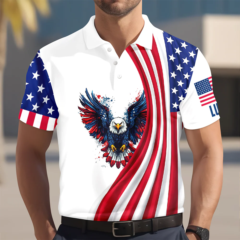 Custom Name American Pride Patriotic 250th Anniversary Eagle Polo Shirt CH07 911088 - Image 4