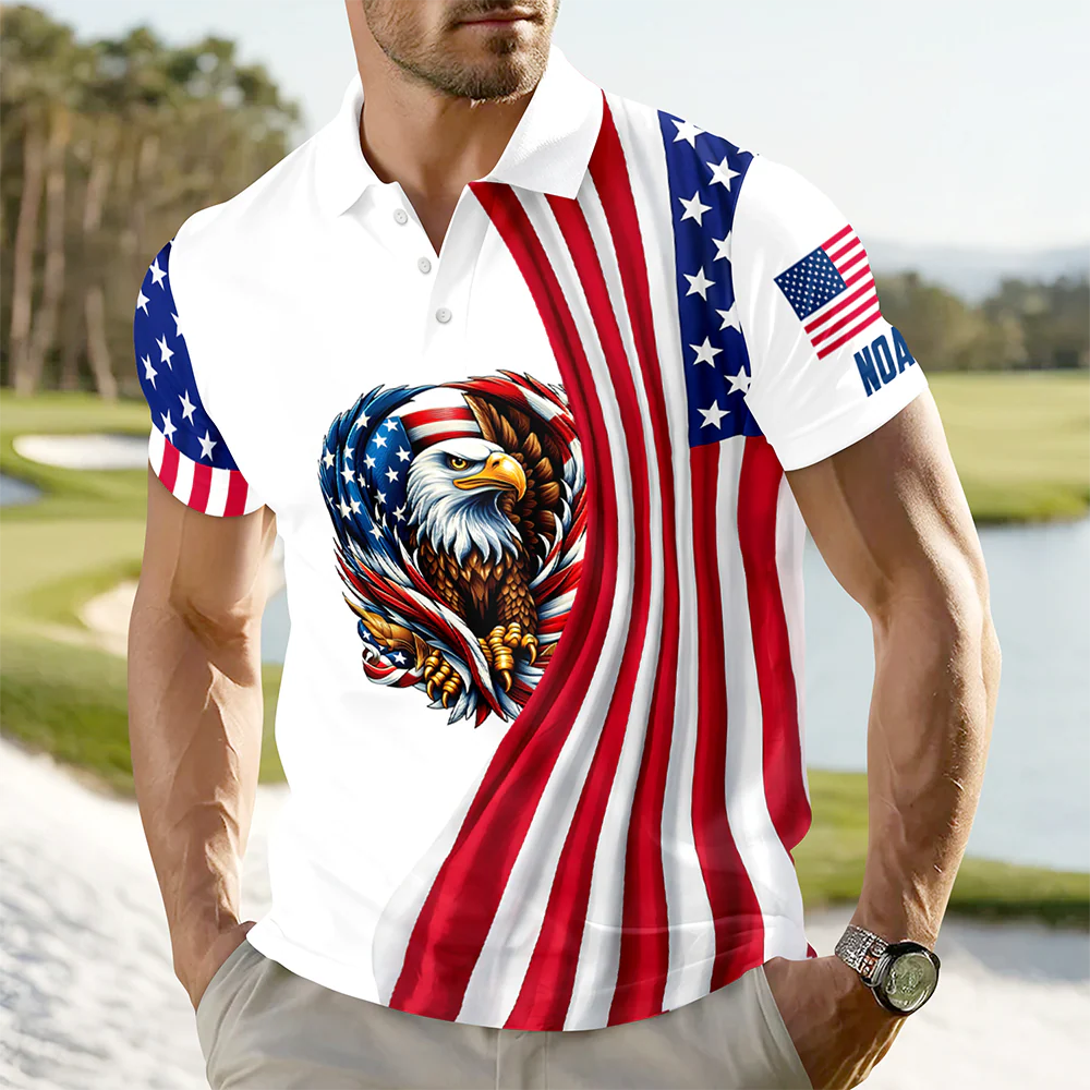 Custom Name American Pride Patriotic 250th Anniversary Eagle Polo Shirt CH07 911088 - Image 5