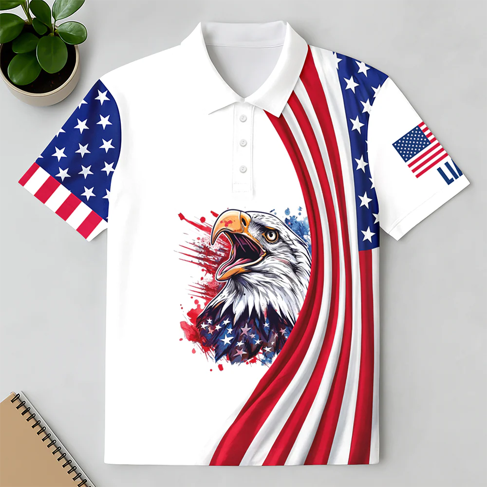 Custom Name American Pride Patriotic 250th Anniversary Eagle Polo Shirt CH07 911088 - Image 7