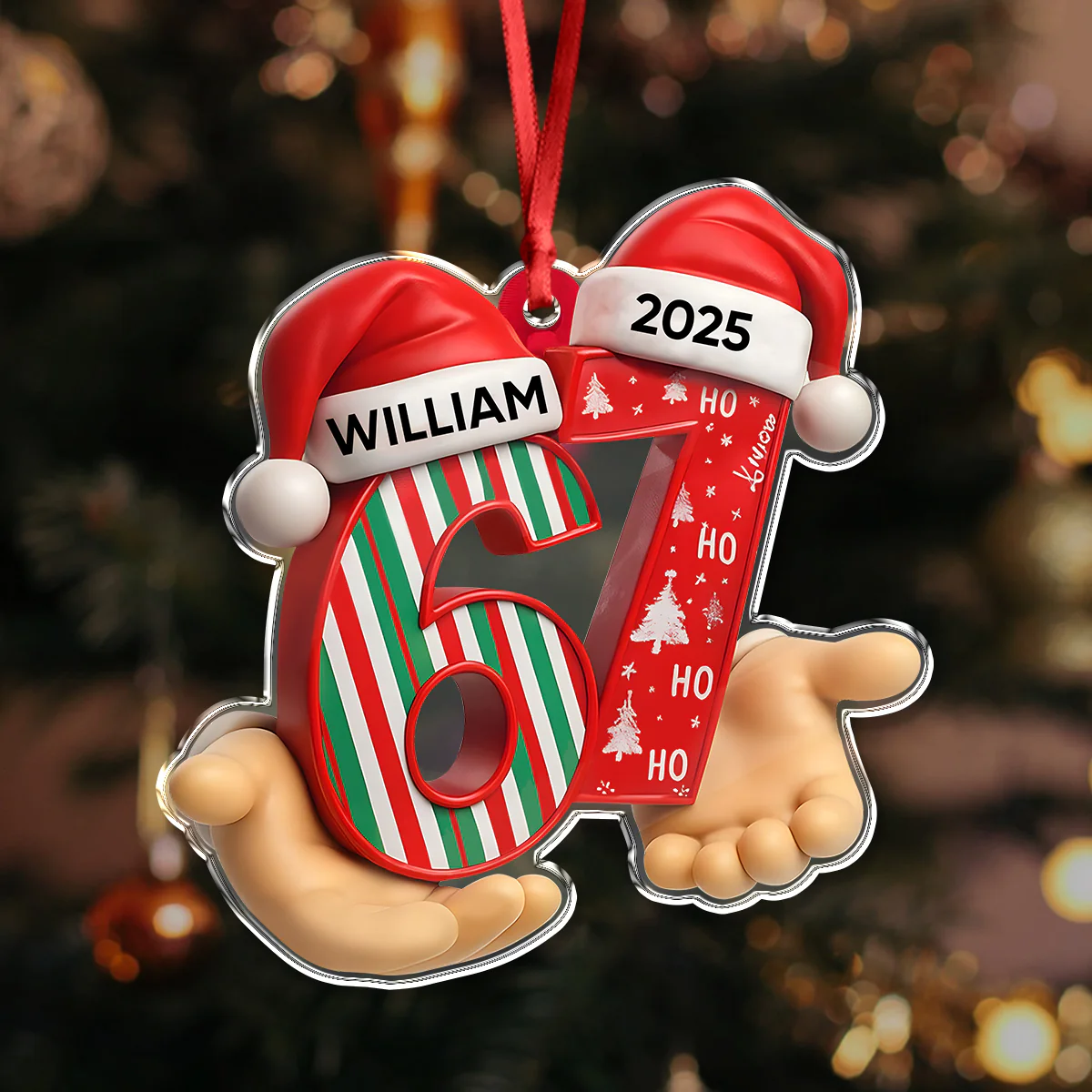 Custom Name and Year 67 Acrylic Ornament Funny Six Seven Ornament Christmas Gift CH07 899158 - Image 2