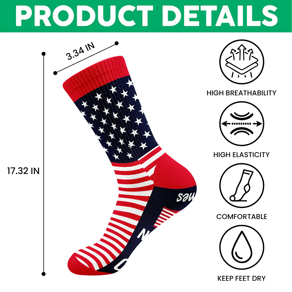 Custom Name Celebrate American 250th Anniversary USA Flag Socks CH07 899920 - Image 6