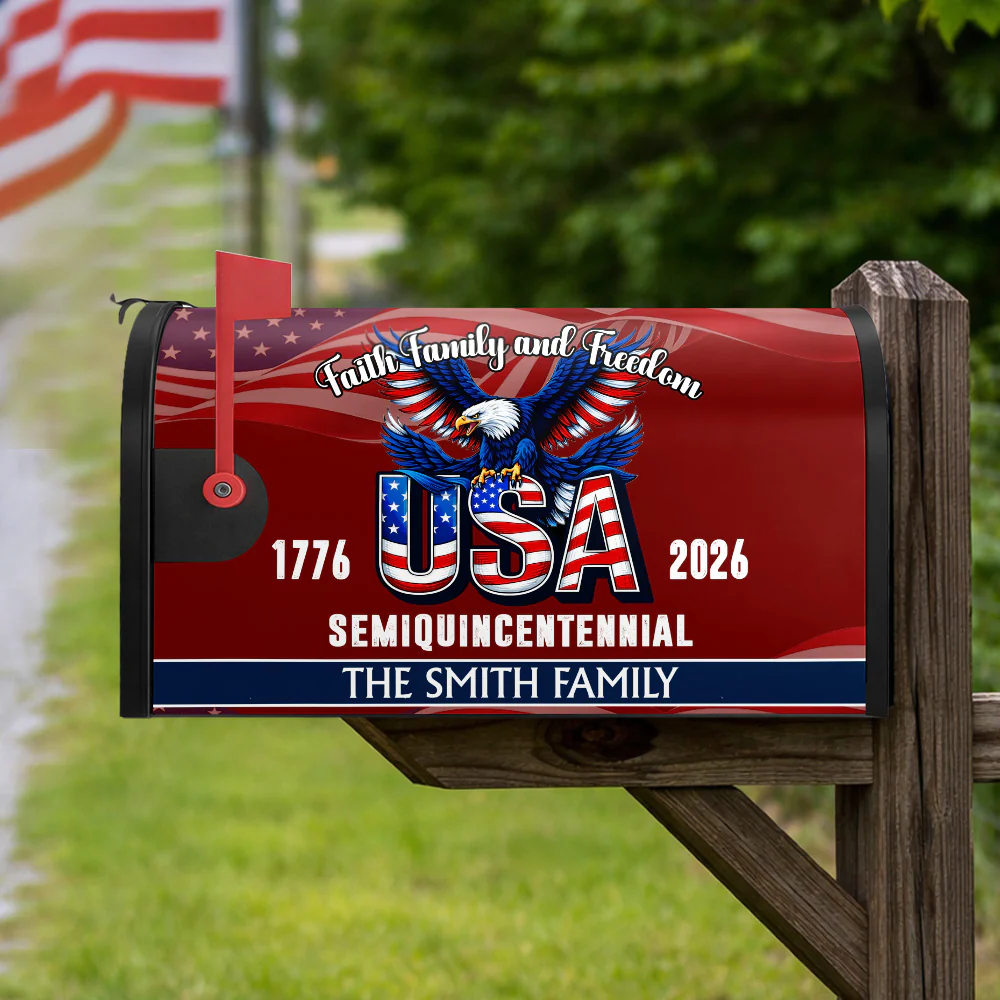 Custom Name Faith, Family & Freedom 250th Anniversary of America Patriotic Mailbox Cover CH07 910226 - Image 2