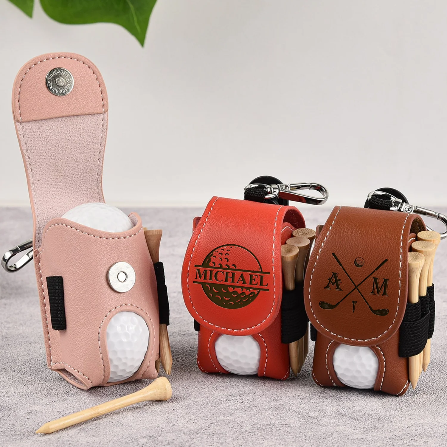 Custom Name Golf Lovers Leather Golf Ball Bag Gift For Golf Player CH07 899856 - Image 3