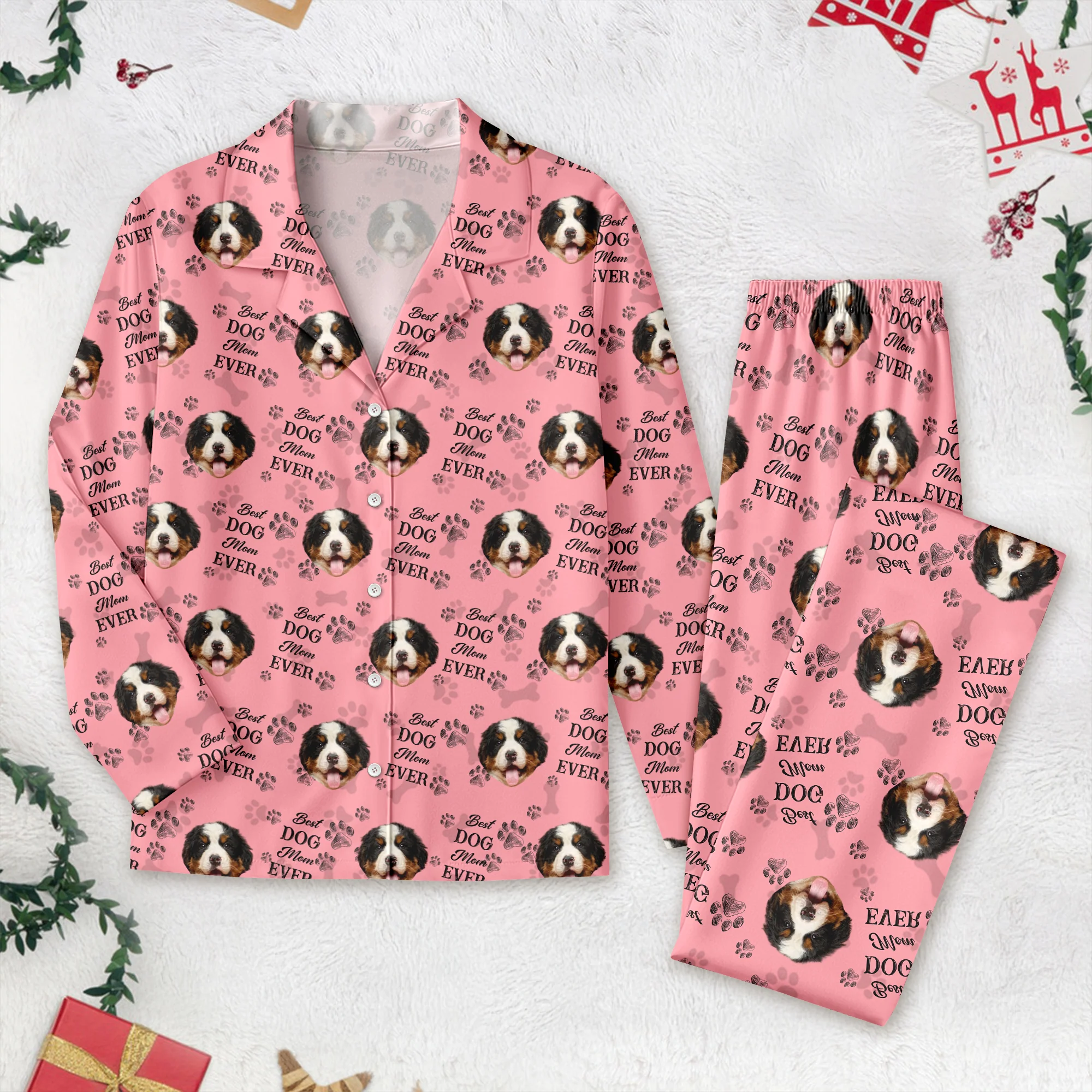 Custom Pet Photo Best Dog Dad Mom Ever, Best Fur Dad Mom Ever Pajamas - Dog Owners Gifts HA75 895036