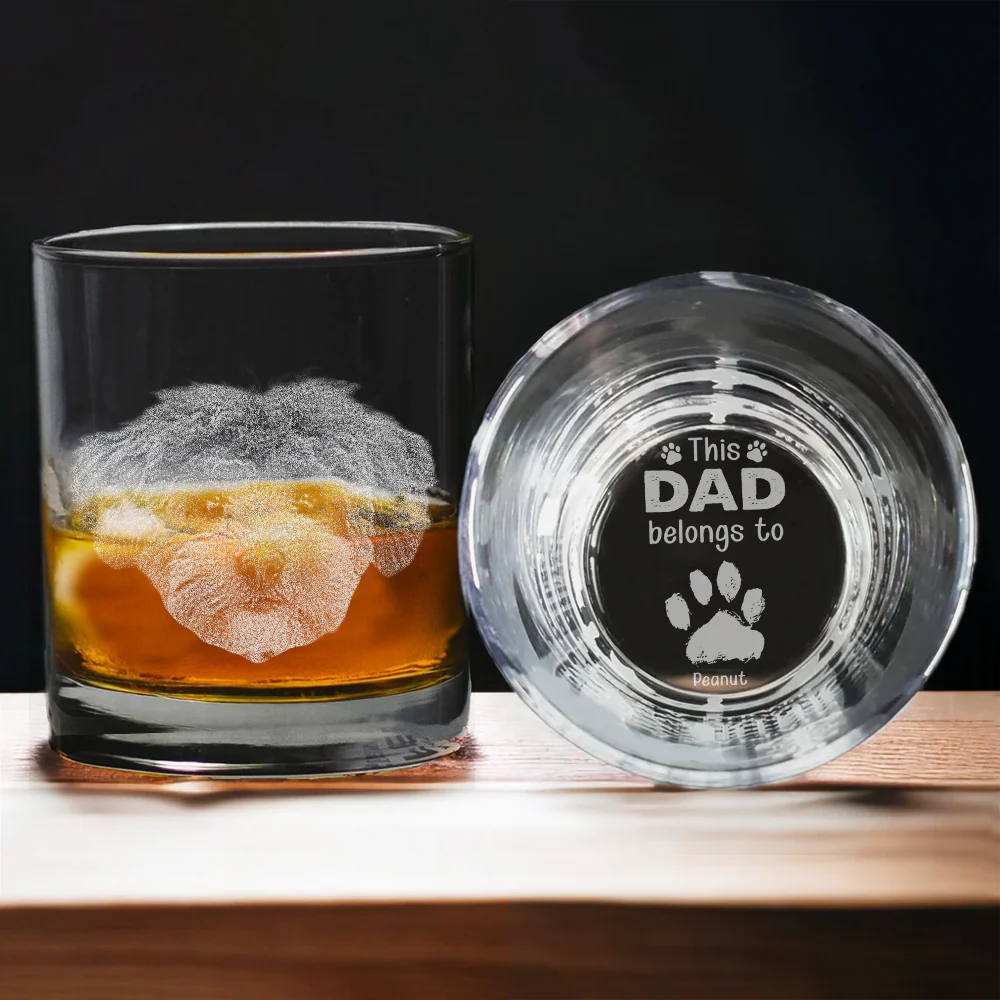 Custom Pet Photo This Papa Belong To Dog Engraved Whiskey Glass CH07 895736 - Image 2