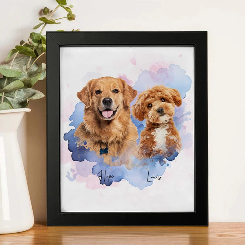 Custom Pet Photo Watercolor Background Poster Canvas Picture Frame Personalized Gift For Dog Lovers Cat Lovers CH07 895192 - Image 5