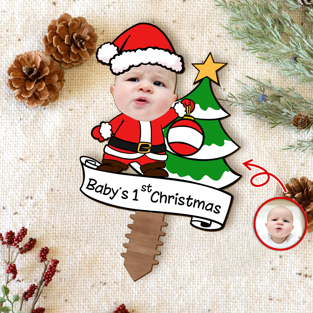 Custom Photo Baby's 1st Christmas Tree Topper Decor For Christmas CH07 896650 - Image 2