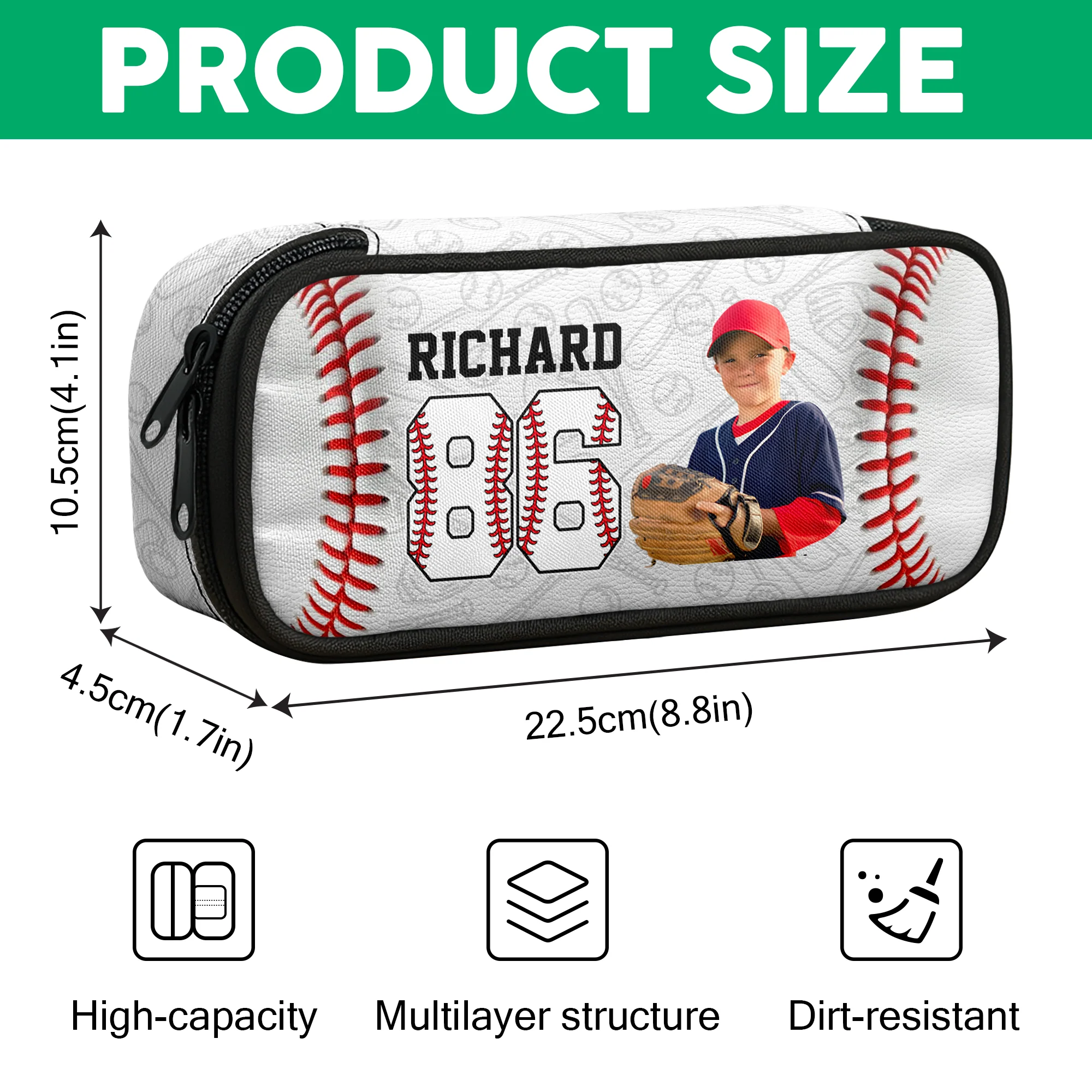 Custom Photo Baseball Lovers Pencil Case Personalized Back To School Gift CH07 896260 - Image 6