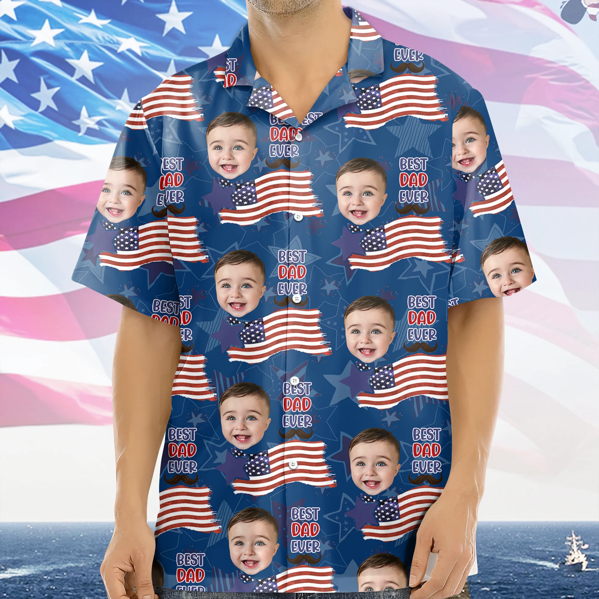 Custom Photo Best Daddy Ever America Flag Hawaiian Shirt Independence Day Gift CH07 895690 - Image 7