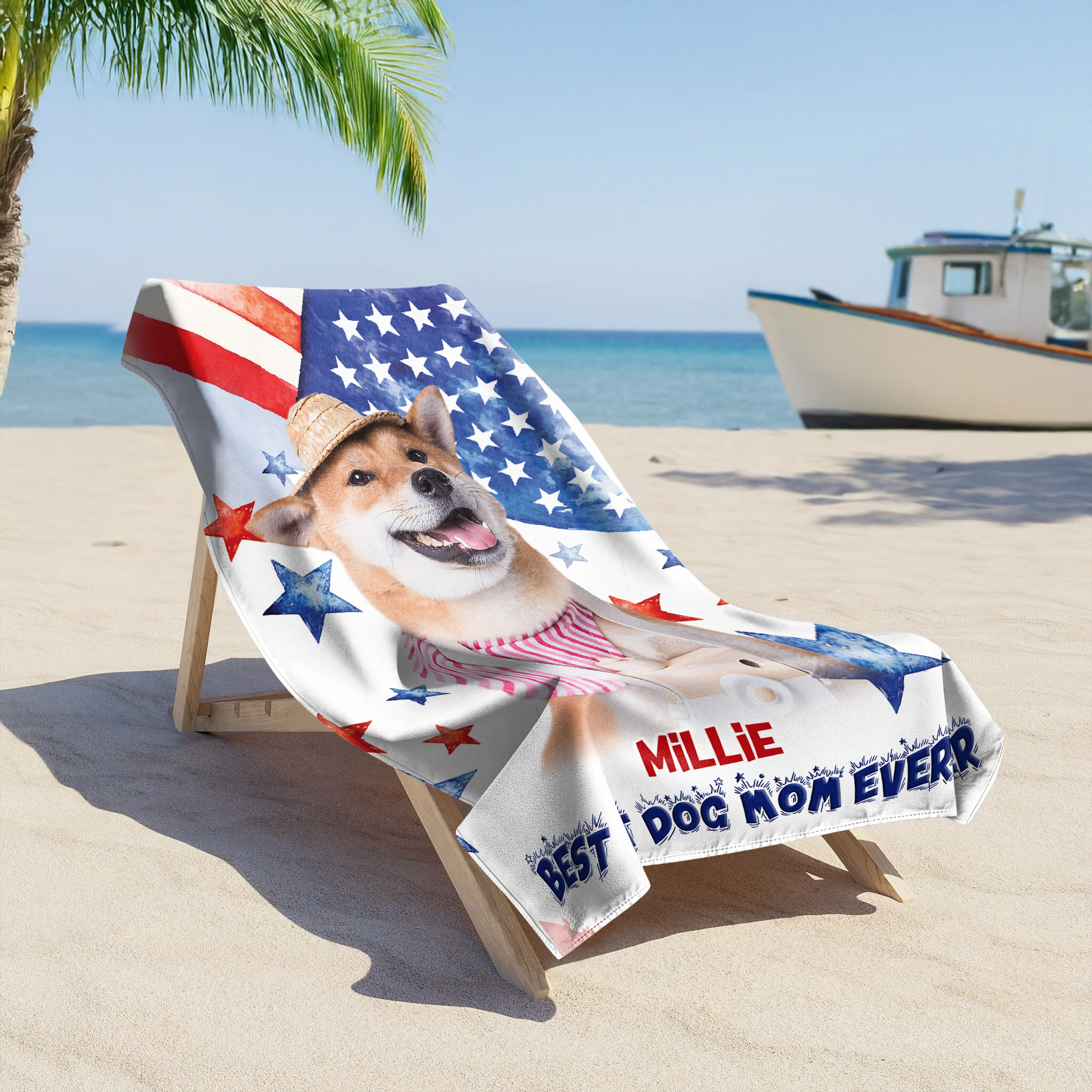 Custom Photo Best Dog Dad Mom Ever Beach Towel Summer Gift For Dog Lovers Cat Lovers CH07 895798 - Image 8