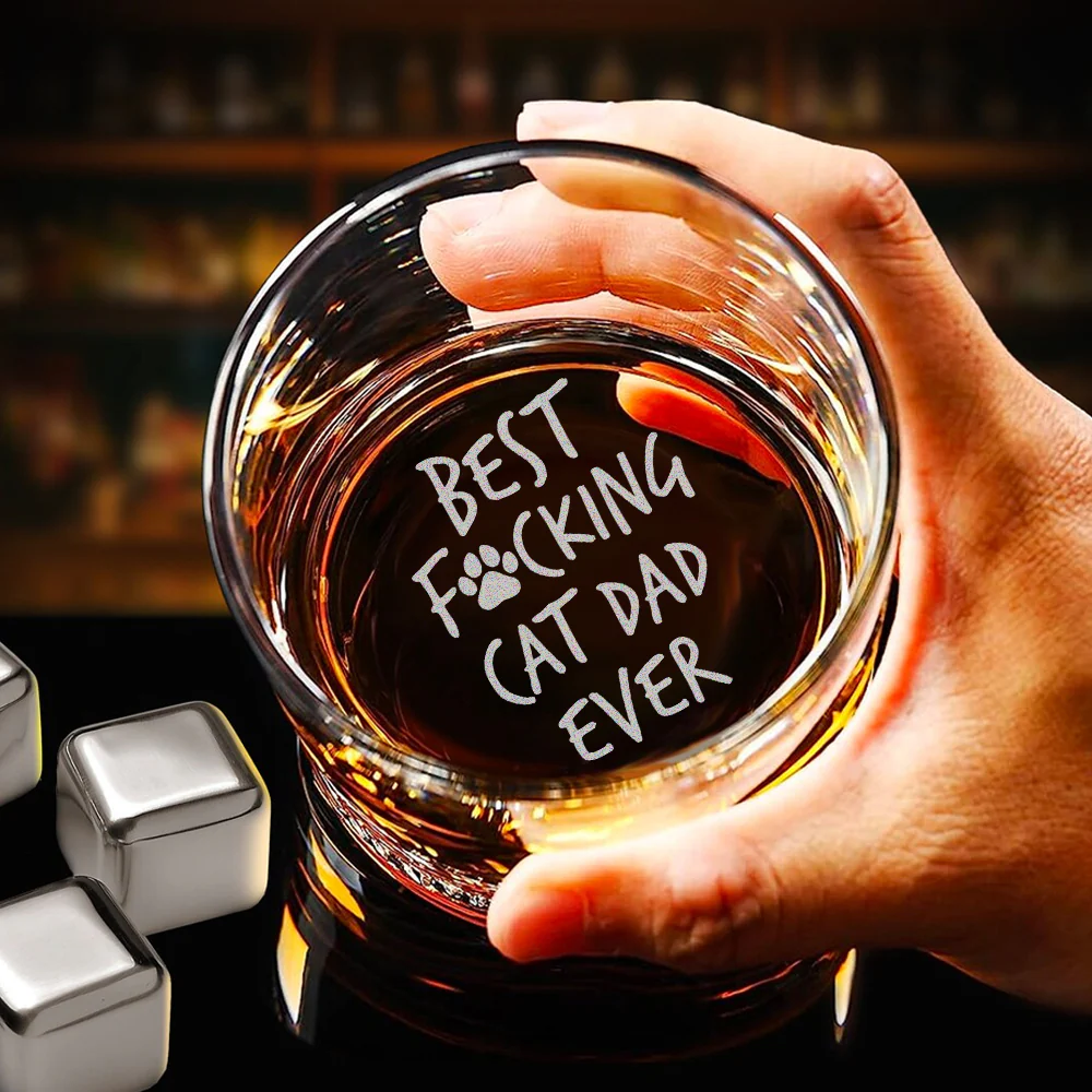 Custom Photo Best F*cking Cat Dad Ever Engraved Whiskey Glass Gift For Cat Lover CH07 895988 - Image 5
