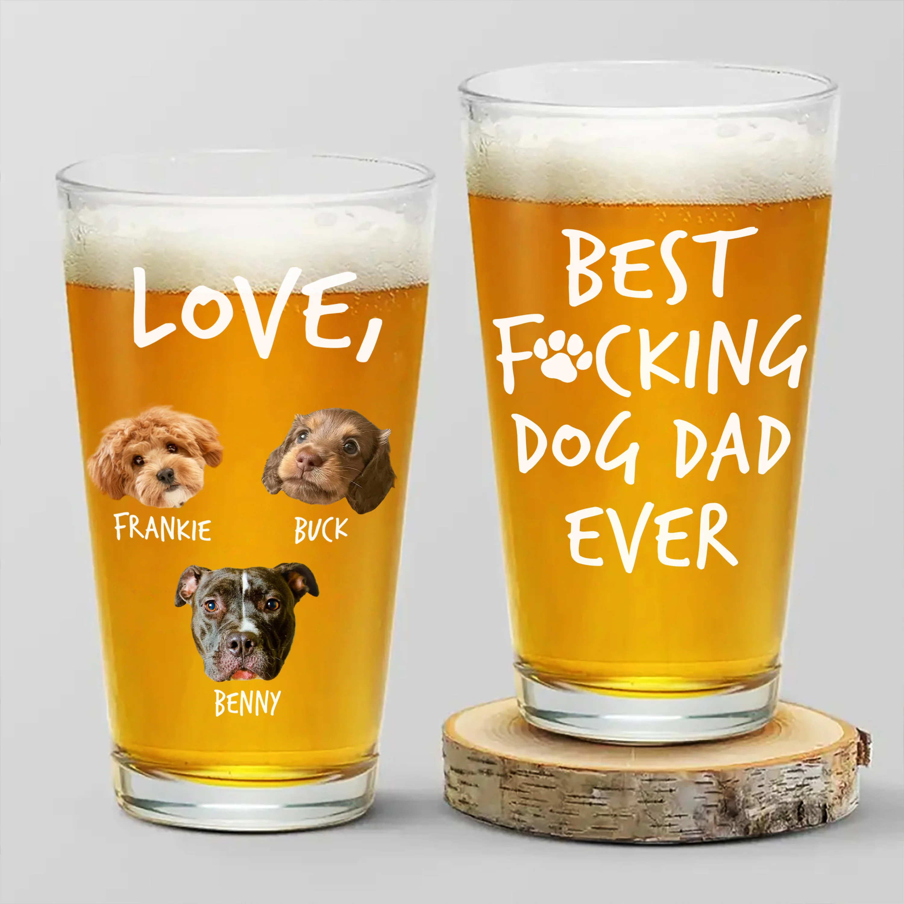 Custom Photo Best F*cking Dog Dad Ever Beer Glass Gift For Dog Lover CH07 895590 - Image 3
