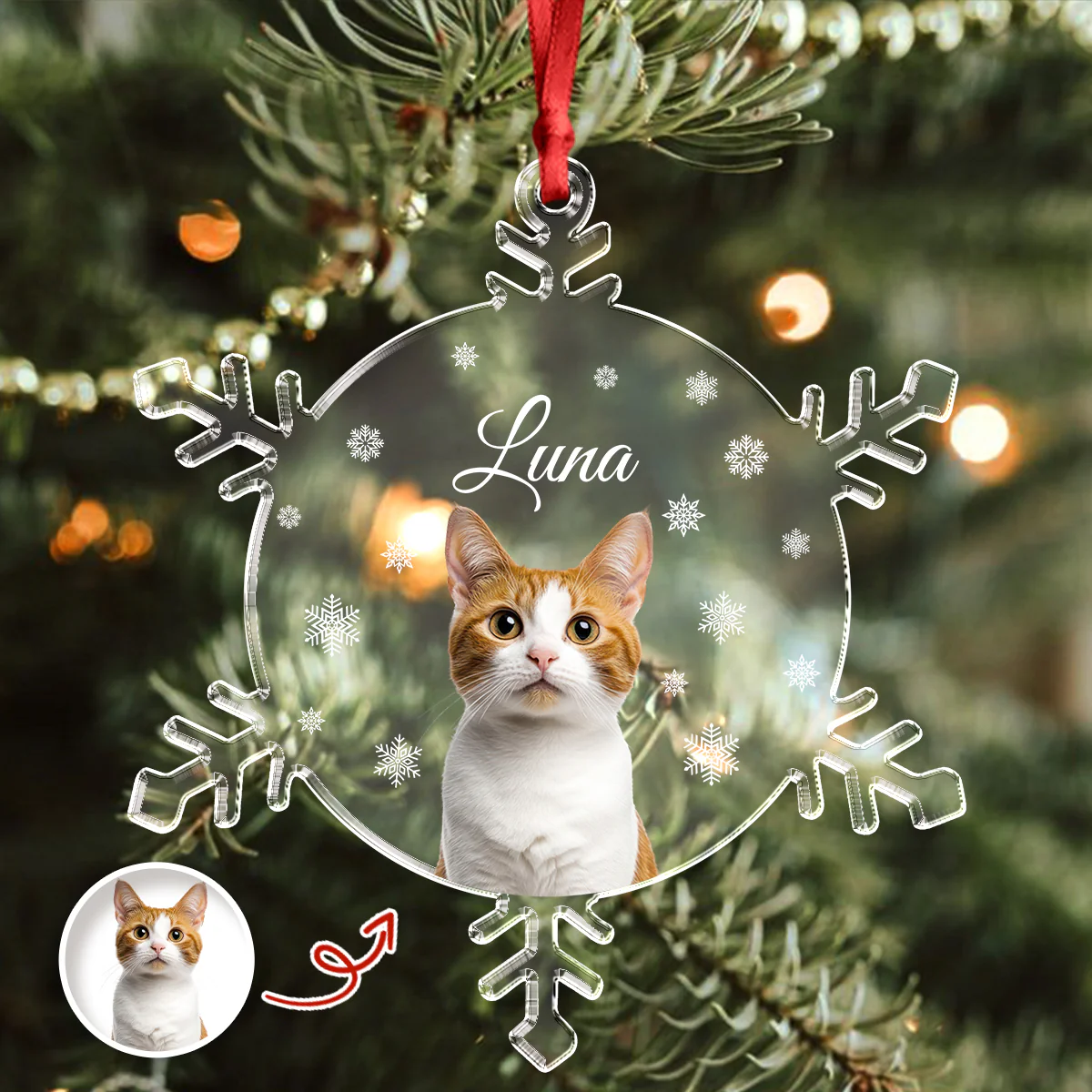 Custom Photo Cat Acrylic Ornament Christmas Gift For Cat Lovers CH07 899090 - Image 2