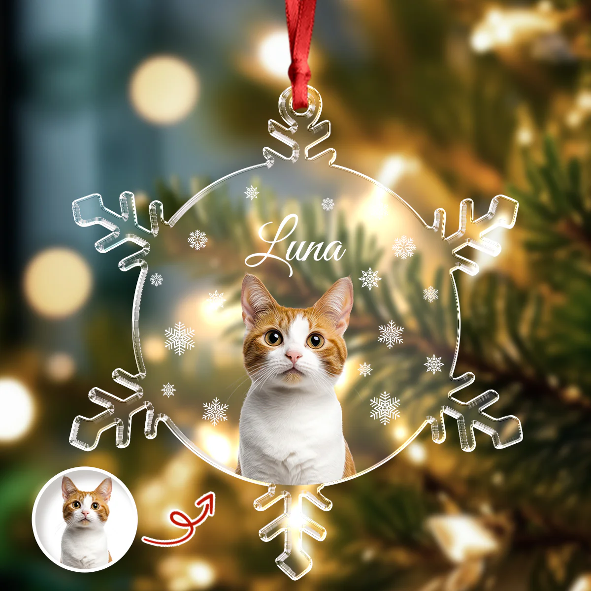 Custom Photo Cat Acrylic Ornament Christmas Gift For Cat Lovers CH07 899090 - Image 3