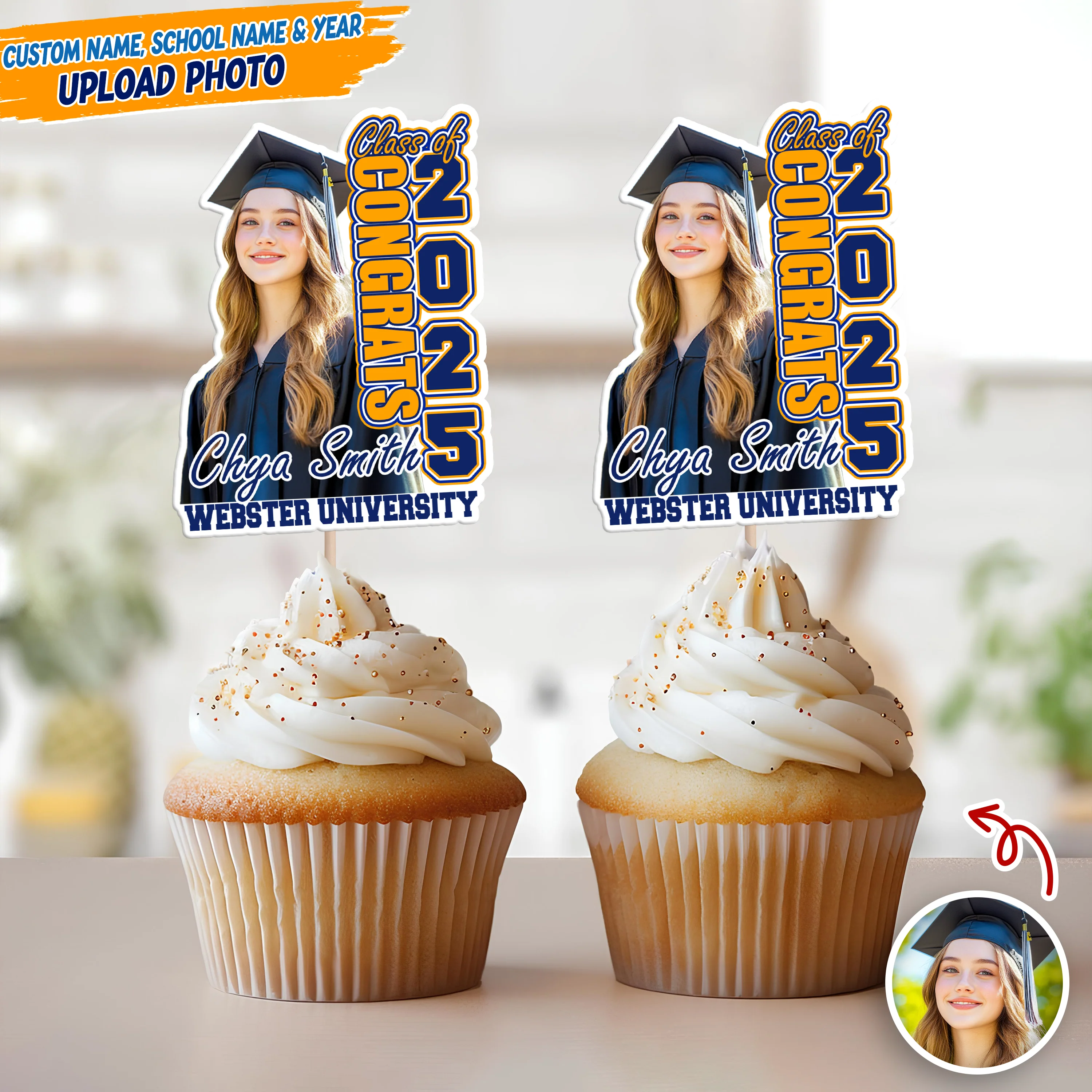 Custom Photo Class of 2026 Graduation Decoration Cupcake Toppers CH07 895292 - Image 8