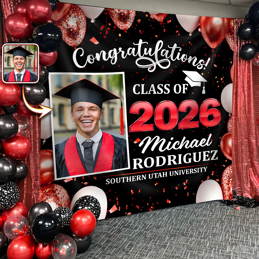 Custom Photo Congratulations Class of 2026 Backdrop Graduation Party Decor CH07 910826 - Image 2