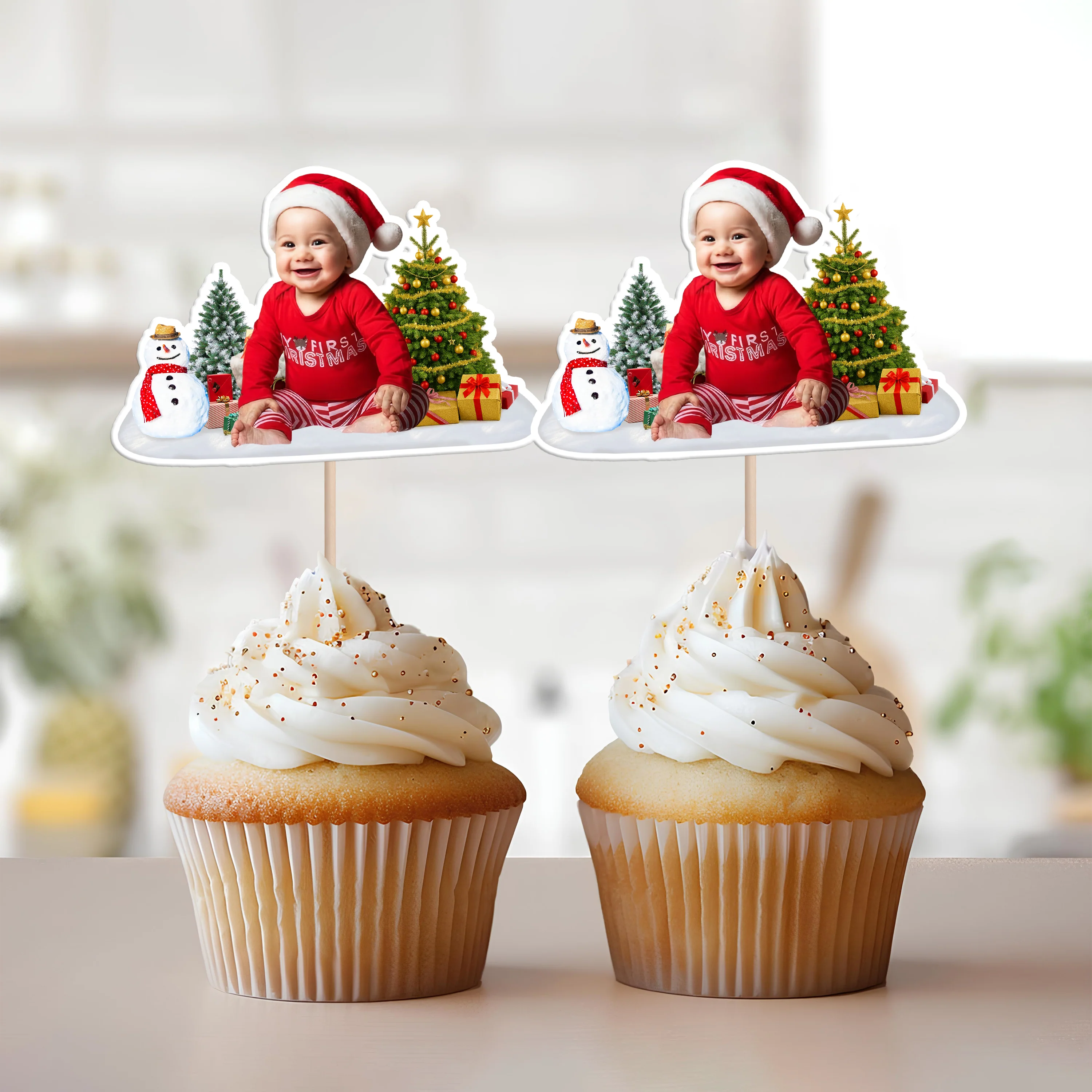 Custom Photo Cute Baby Christmas Cupcake Topper CH07 899770 - Image 4