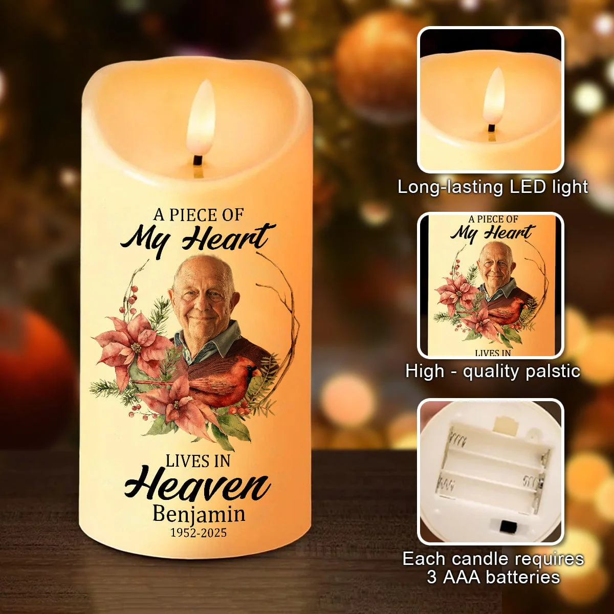 Custom Photo Dad Mom In Heaven Led Candle Personalized Memorial Gift CH07 895238 - Image 5