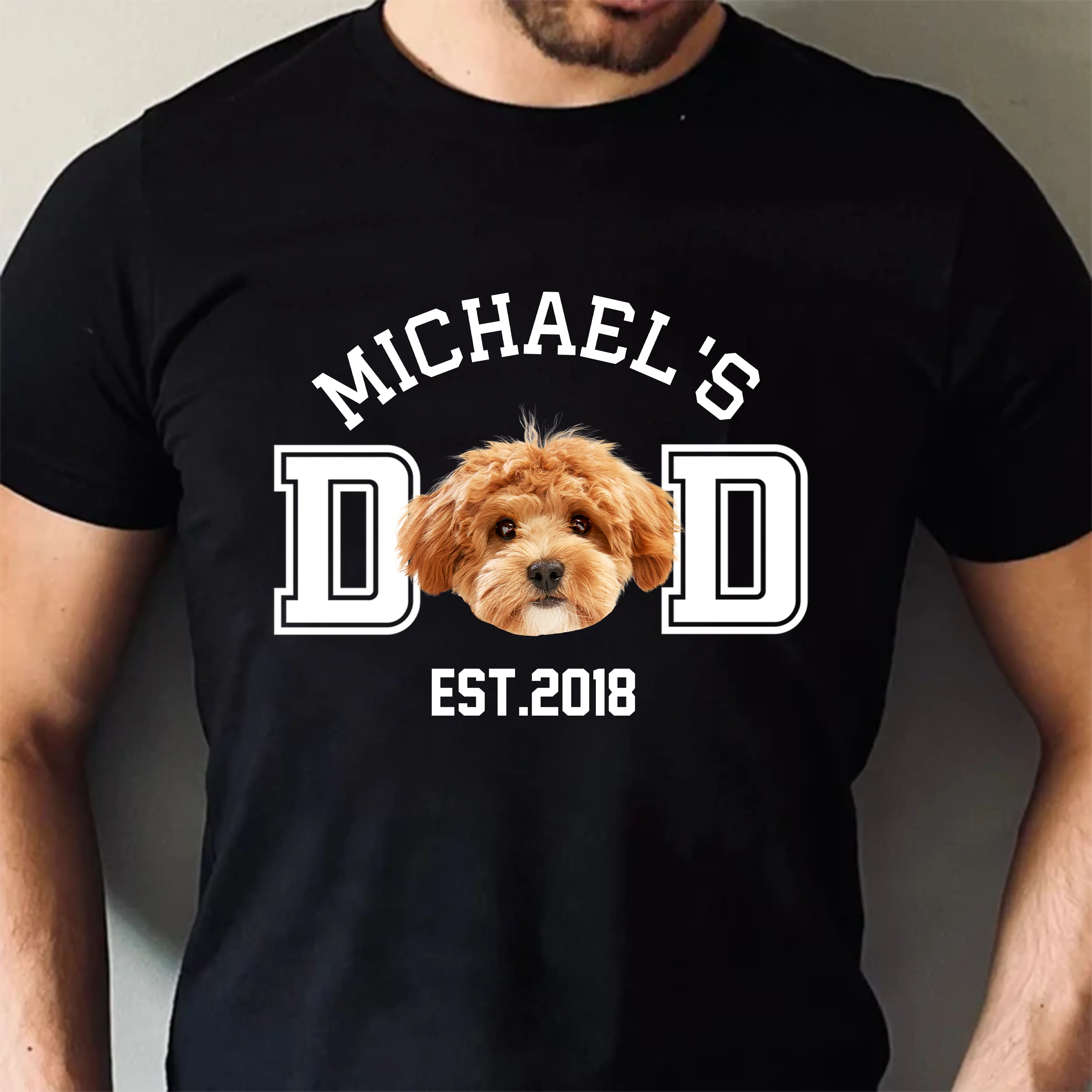 Custom Photo Dog Cat Dad EST Dark Shirt Gift For Dog Cat Lovers CH07 895954 - Image 4