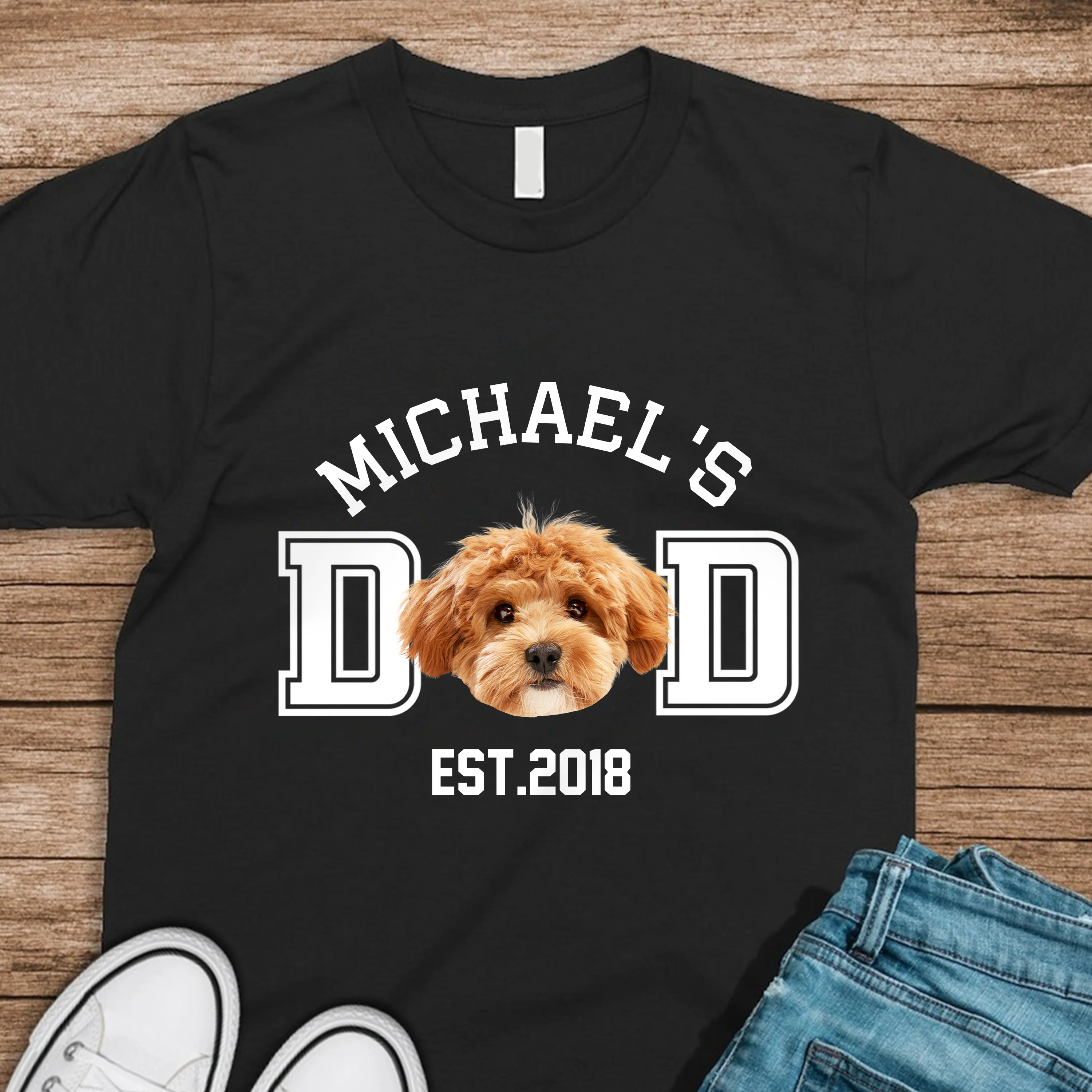 Custom Photo Dog Cat Dad EST Dark Shirt Gift For Dog Cat Lovers CH07 895954 - Image 7